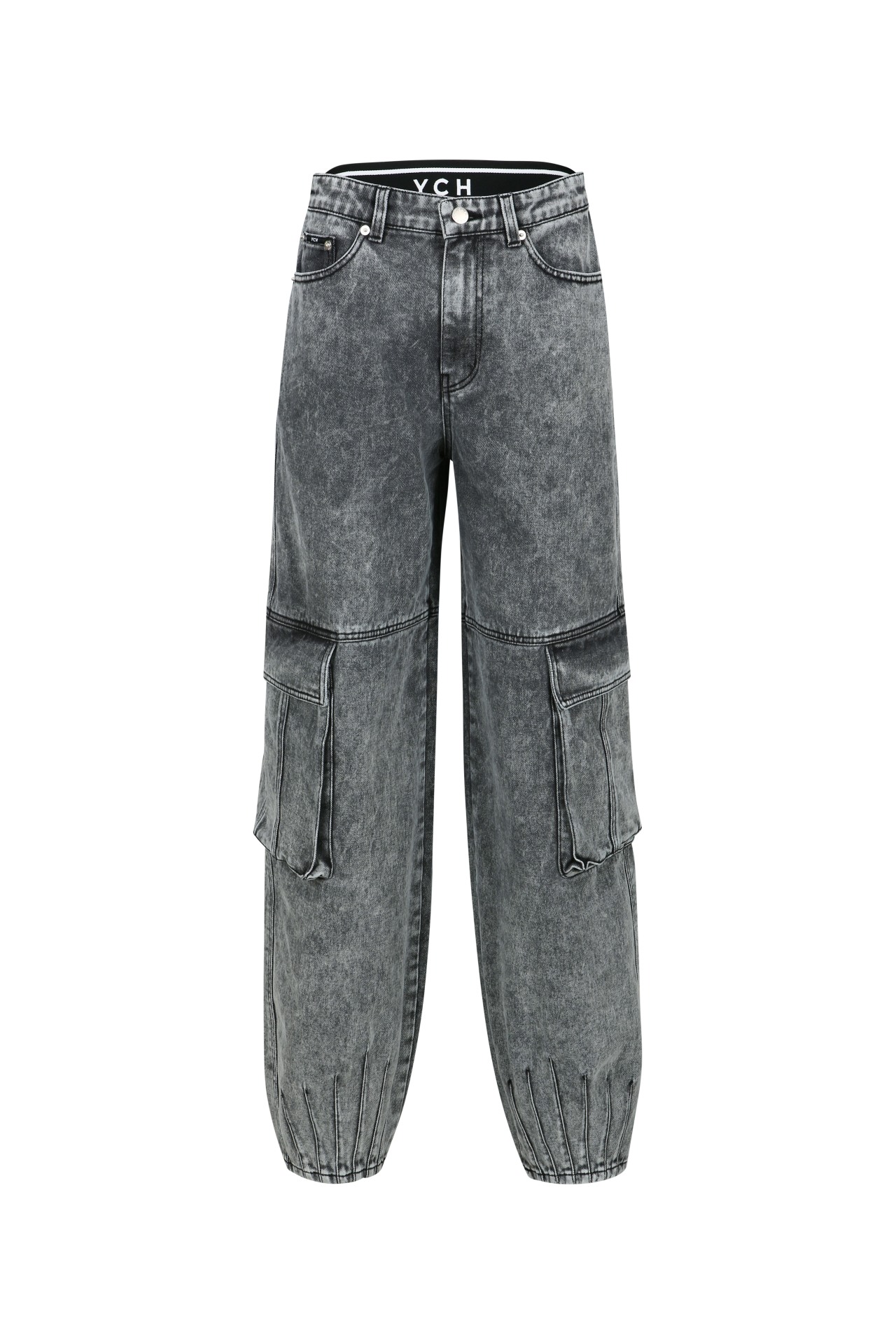 LOGO-WAISTBAND CARGO JEANS GREY (R24DB712GY)
