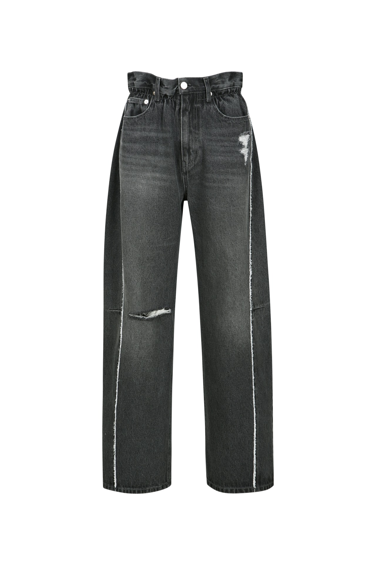 SEAM-DETAIL WIDE LEG JEANS GREY (R24DB714GY)