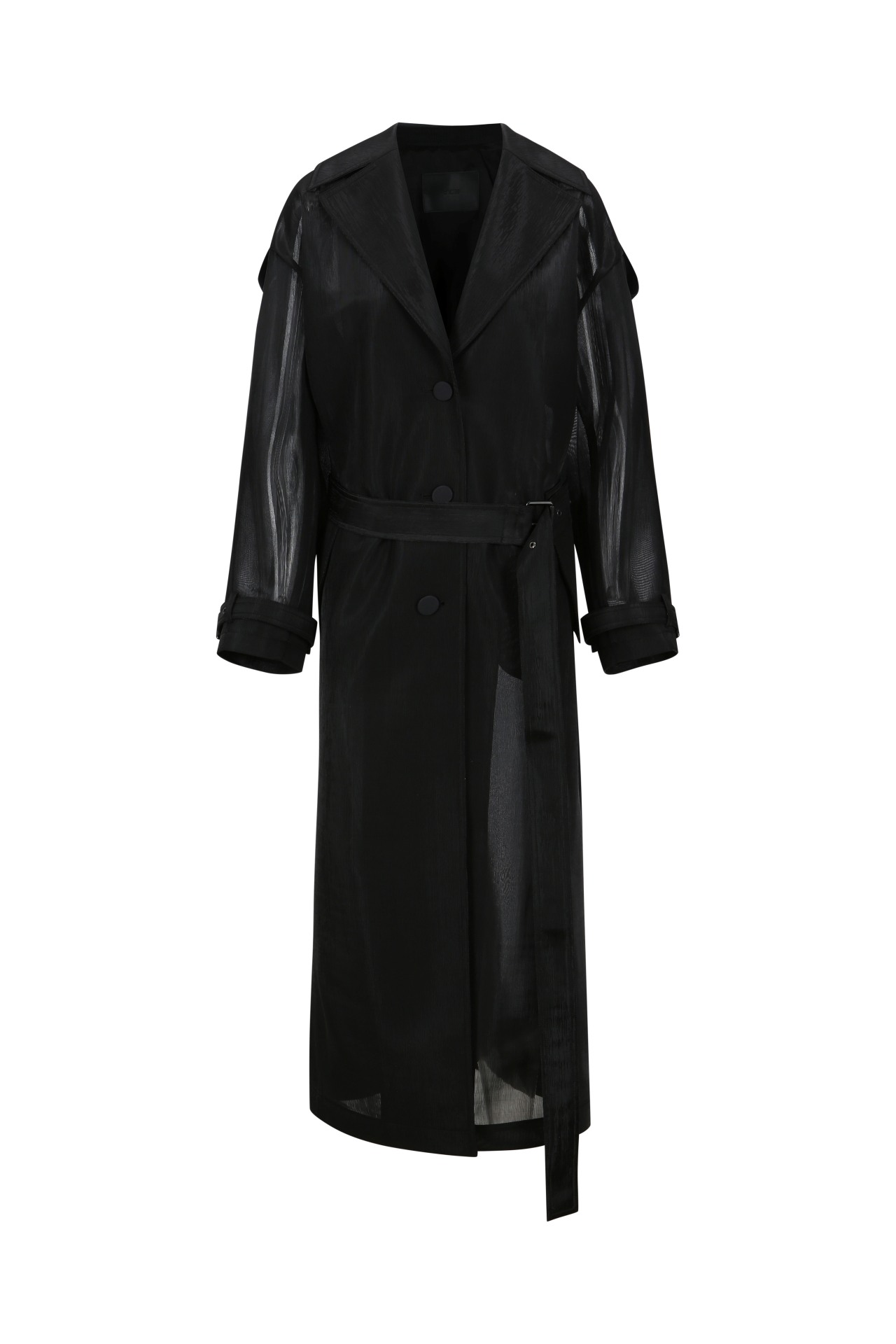SEE-THROUGH TRENCH COAT BLACK (R24OT007BK)