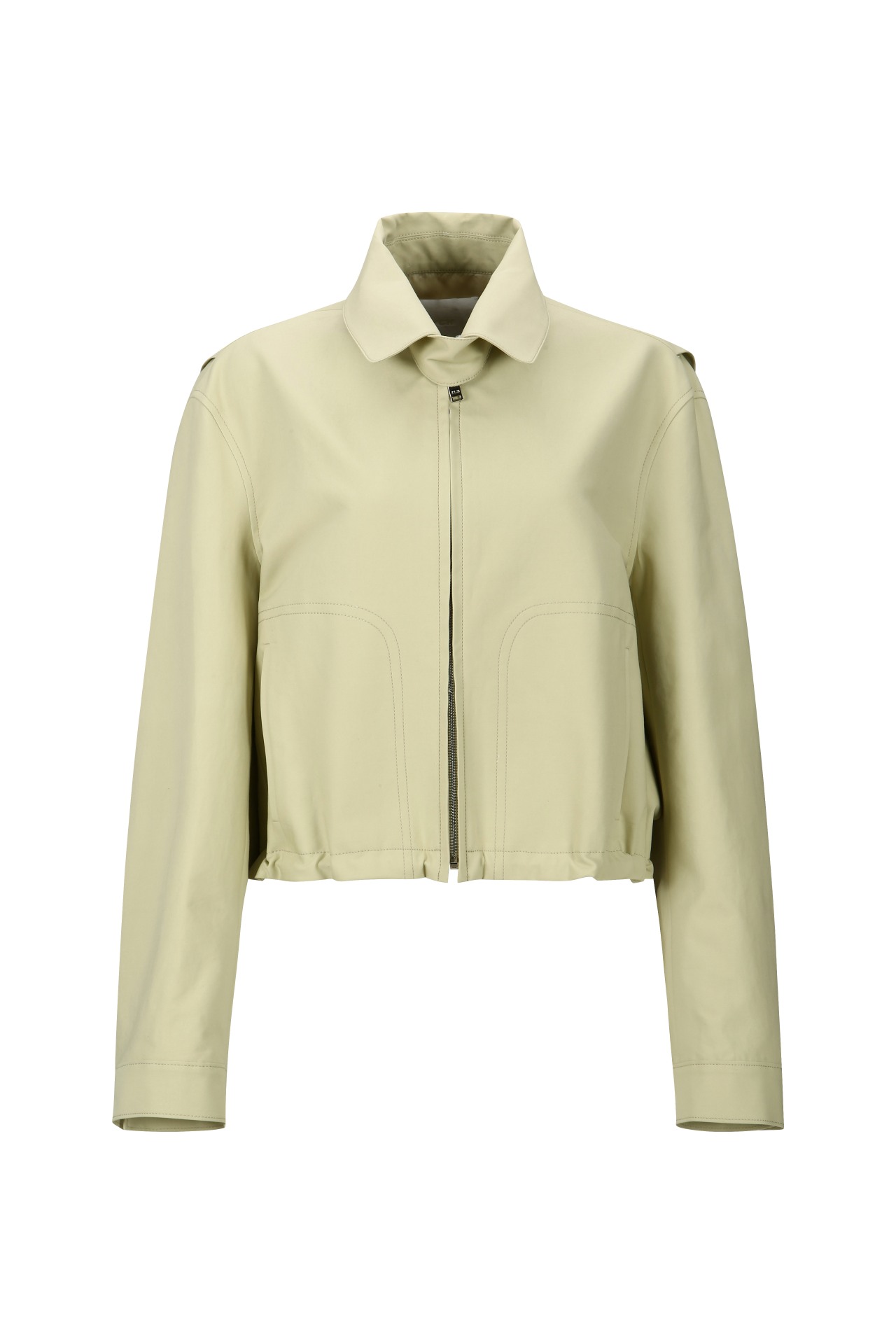 ZIPPED SHORT COTTON JACKET YELLOW (R25OT0032YL)