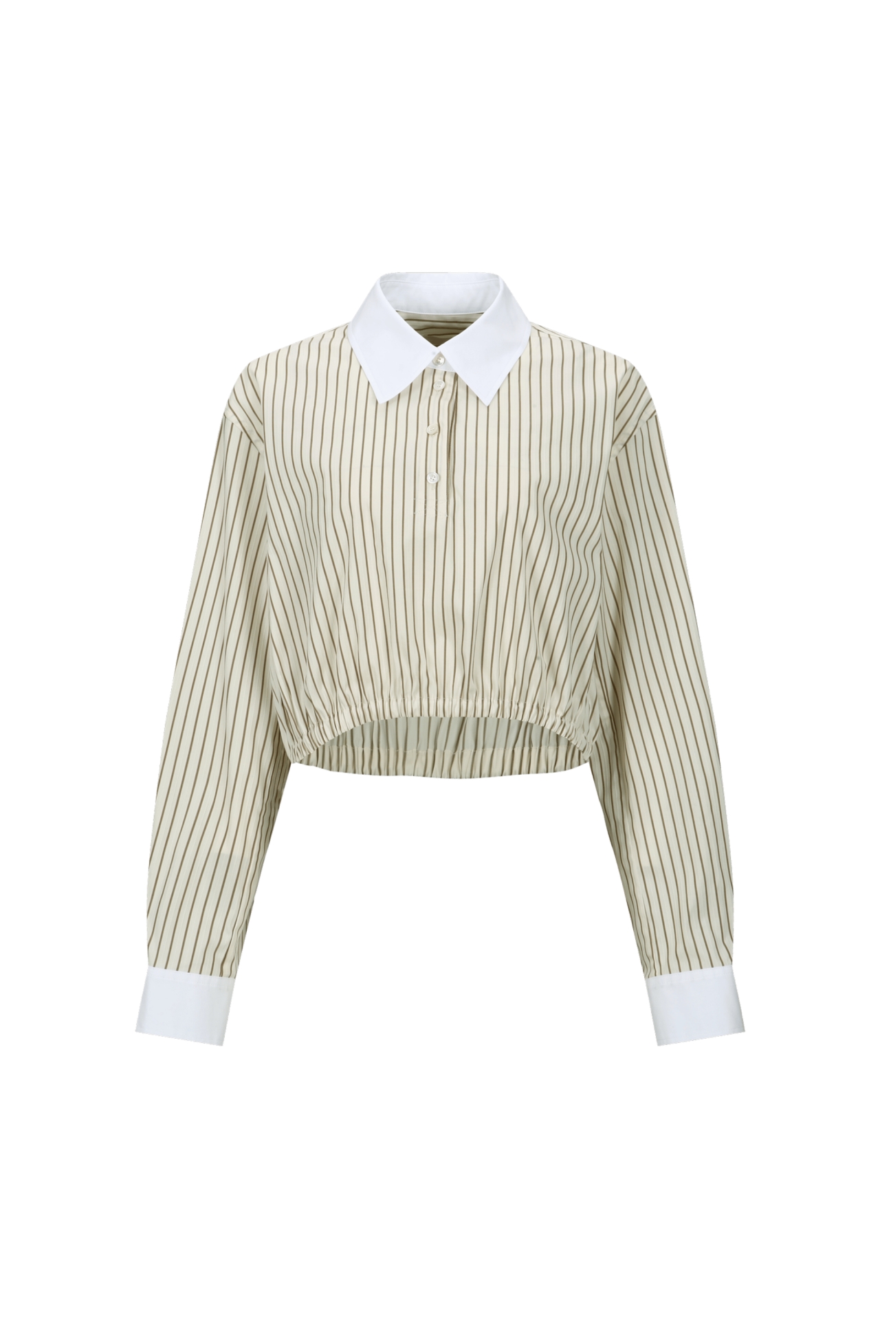 Striped Collar Crop Blouse (R26BL4151YL)