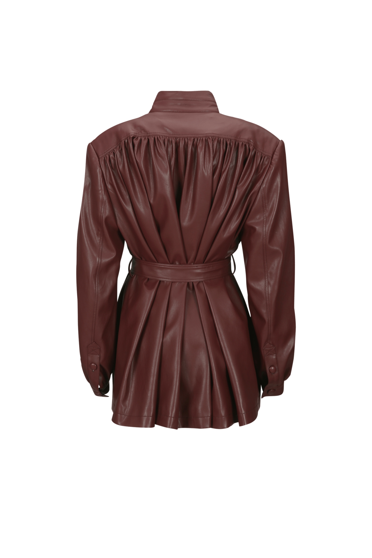FAUX LEATHER BELT COAT (R26CT1011BD)