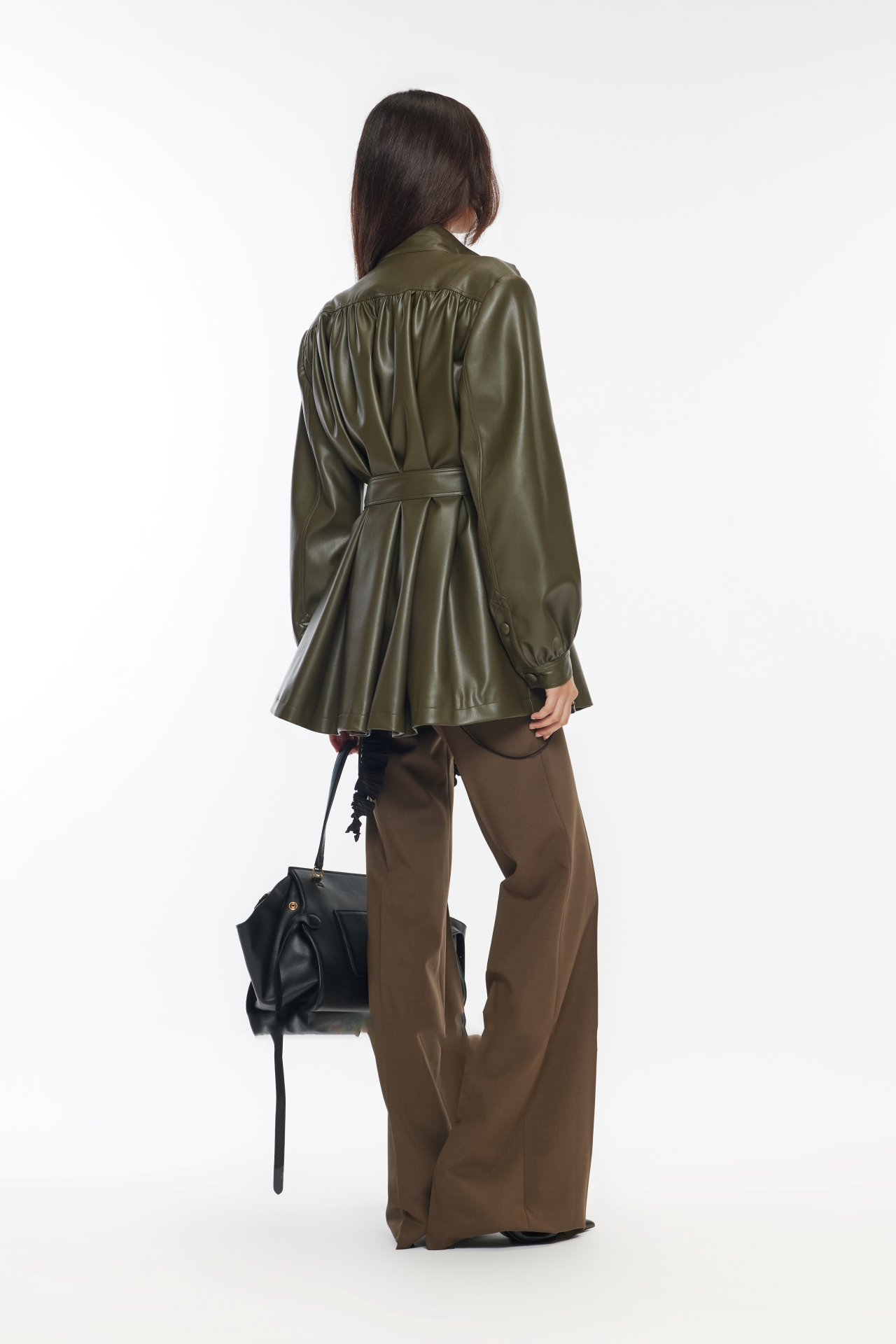 FAUX LEATHER BELT COAT (R26CT1011KK)