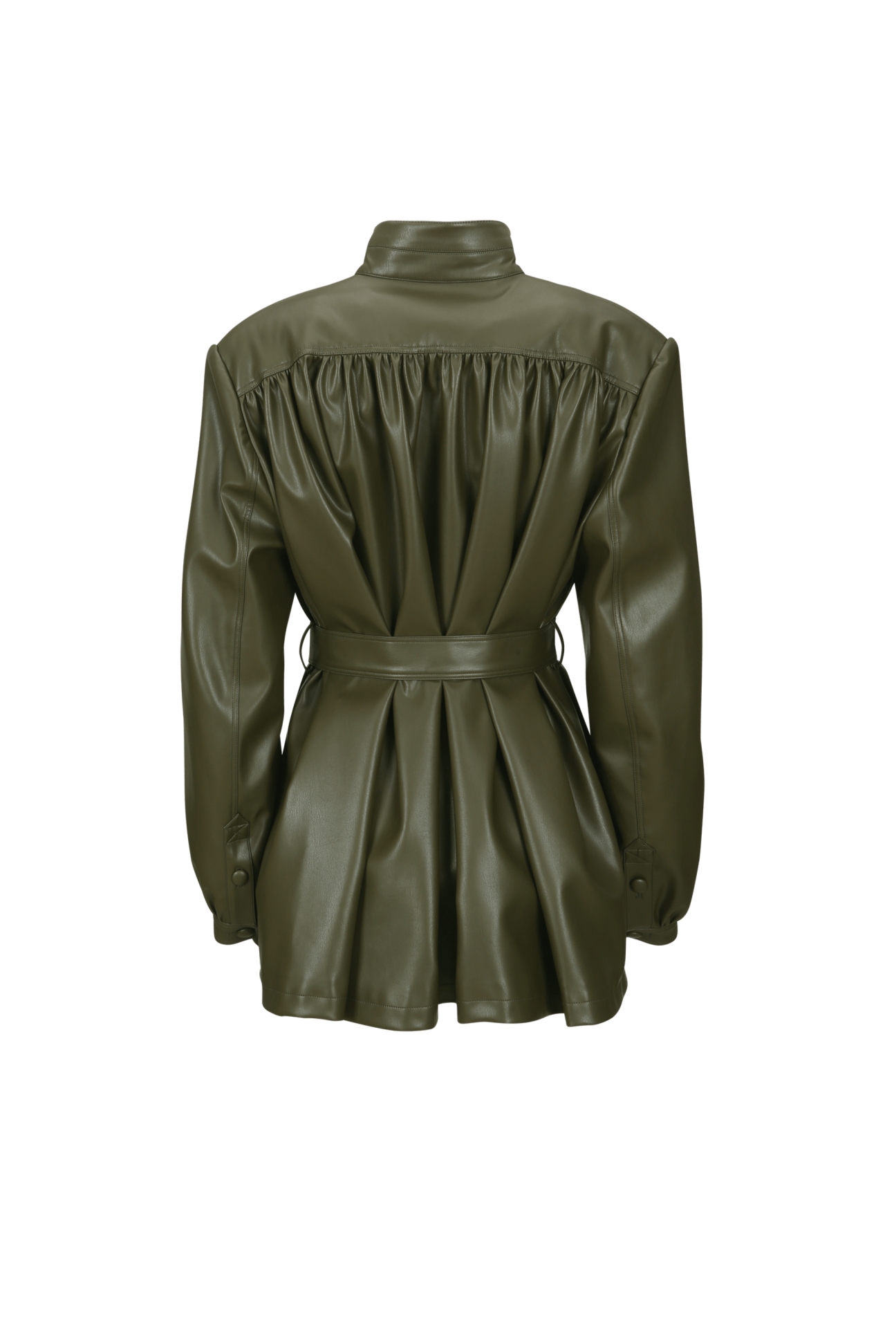 FAUX LEATHER BELT COAT (R26CT1011KK)