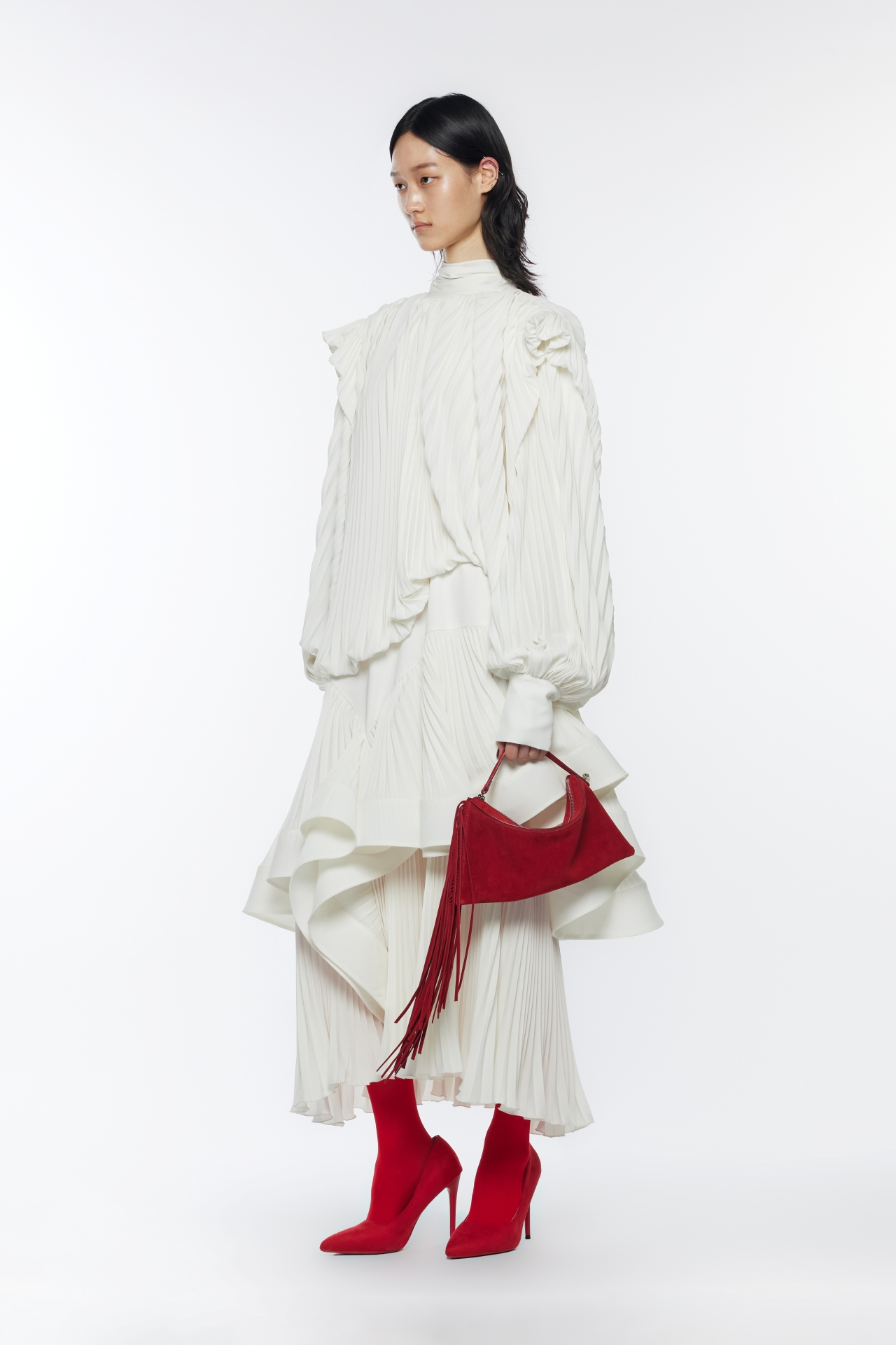 [주문제작] RUFFLE PLEAT DRESS (R26DJ7011IV)