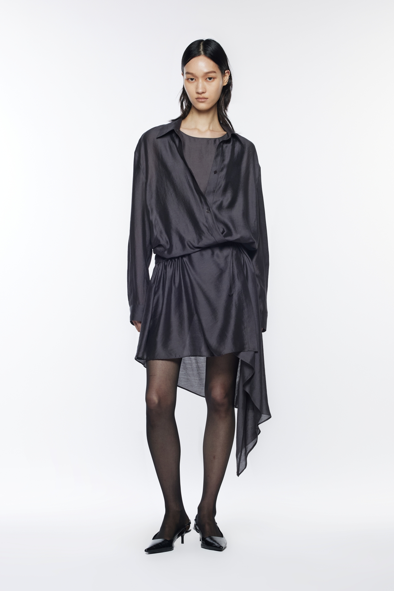 ASYMMETRICAL SHIRT DRESS (R26DJ7021GY)