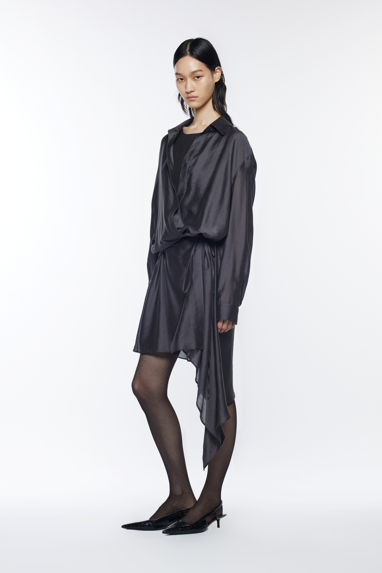 ASYMMETRICAL SHIRT DRESS (R26DJ7021GY)