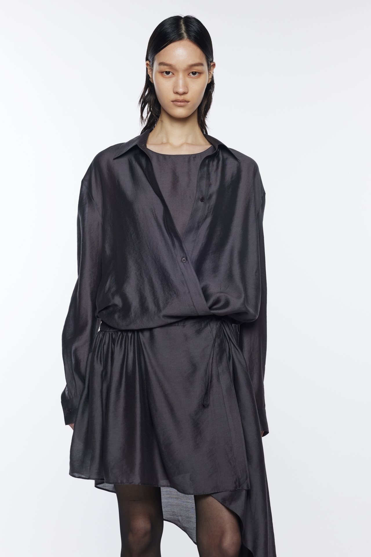 ASYMMETRICAL SHIRT DRESS (R26DJ7021GY)