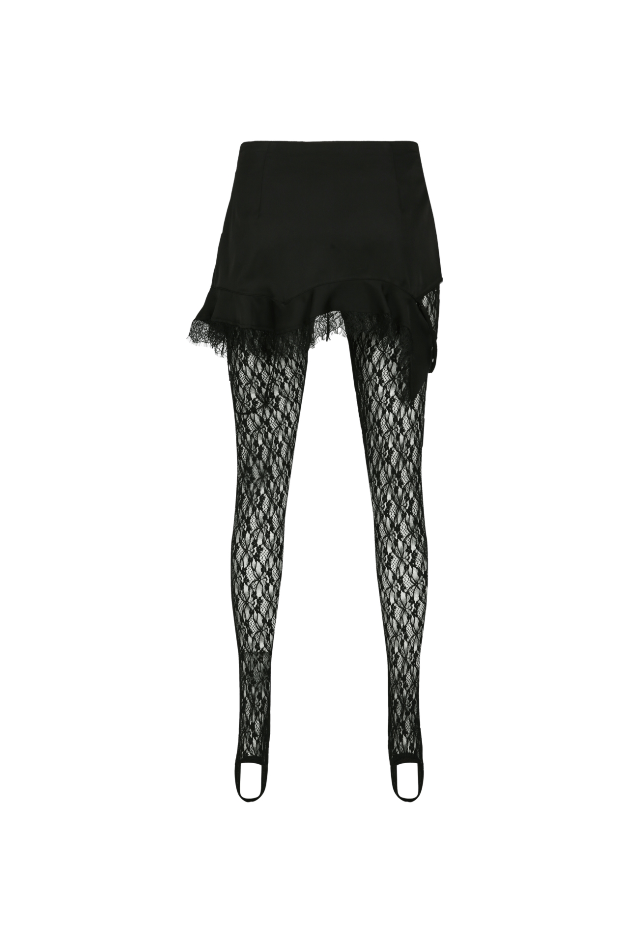 RUFFLE SLIP LAYERED LEGGINGS (R26PT5101BK)