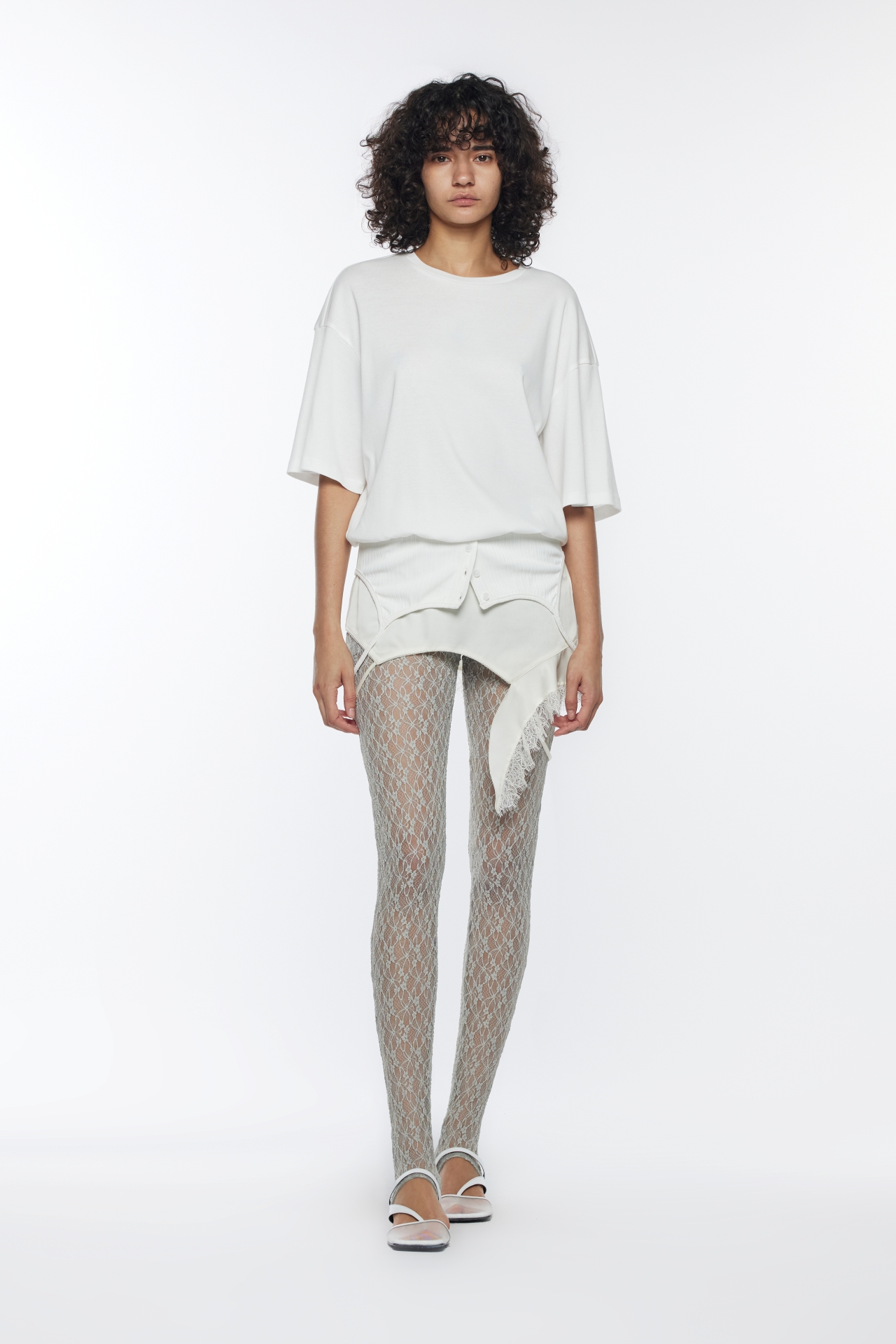 RUFFLE SLIP LAYERED LEGGINGS (R26PT5101GY)