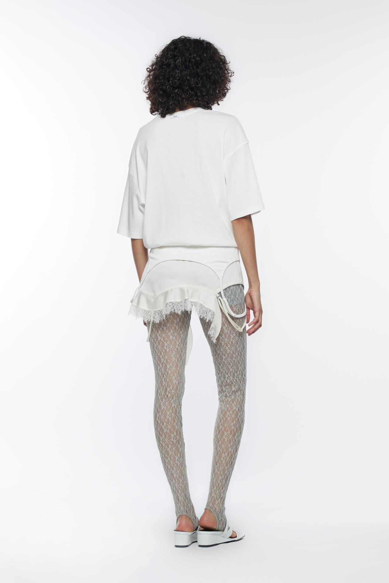 RUFFLE SLIP LAYERED LEGGINGS (R26PT5101GY)
