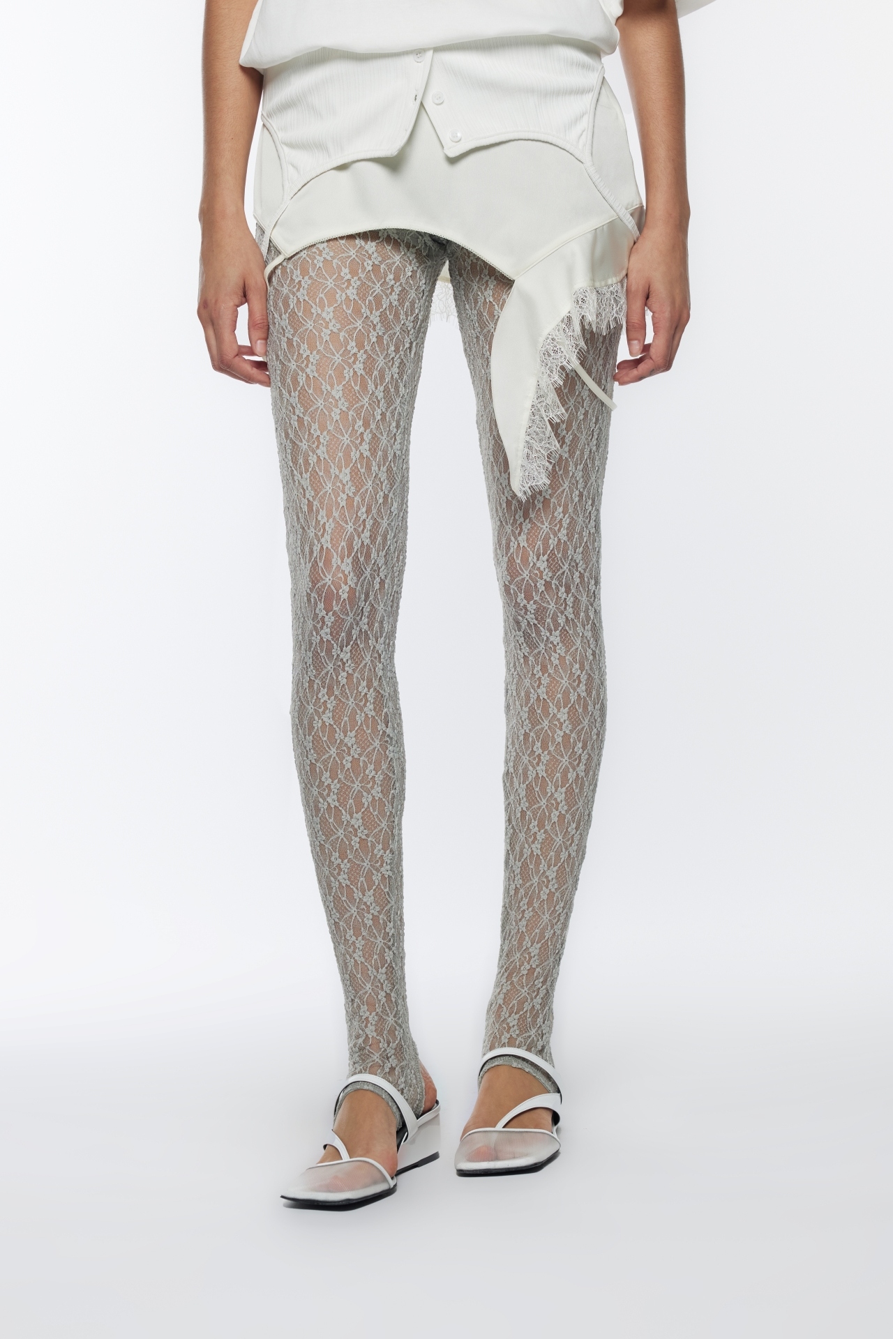 RUFFLE SLIP LAYERED LEGGINGS (R26PT5101GY)