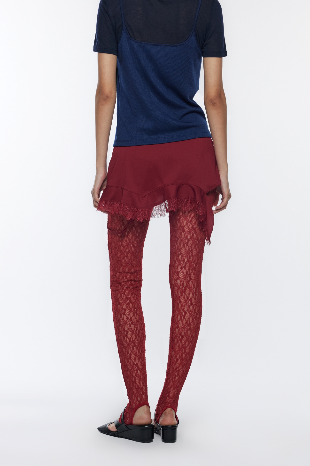 RUFFLE SLIP LAYERED LEGGINGS (R26PT5101RD)