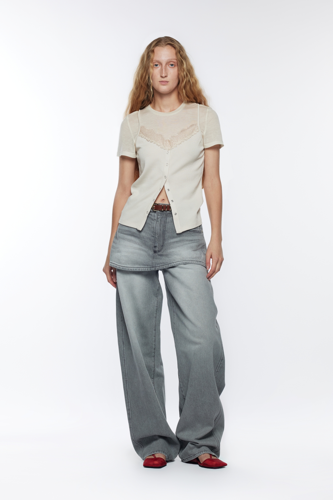 SLIP LAYERED T-SHIRT (R26TS11151IV)