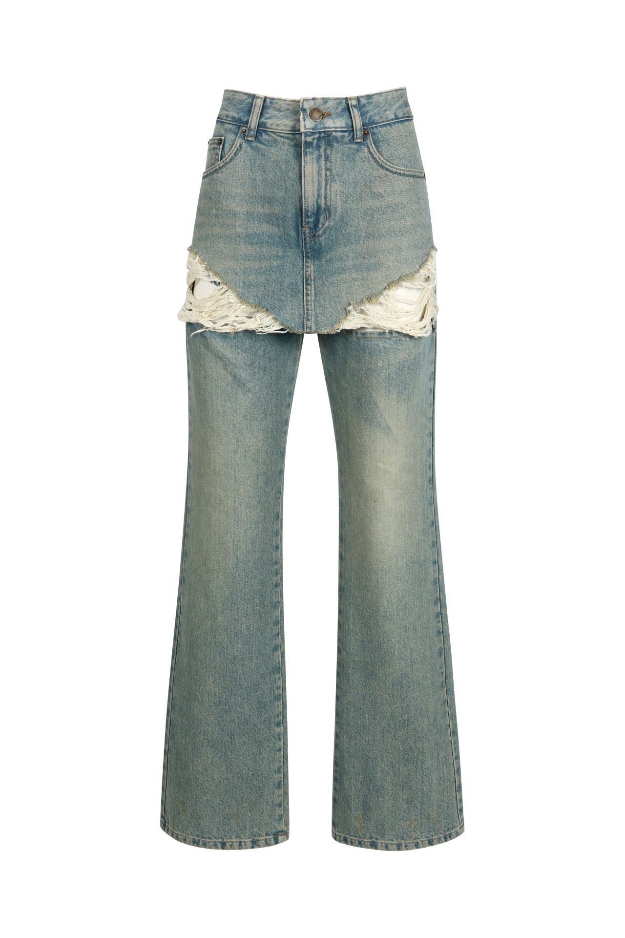 DISTRESSED CUT-DETAIL JEANS BLUE (S24DB7151BL)