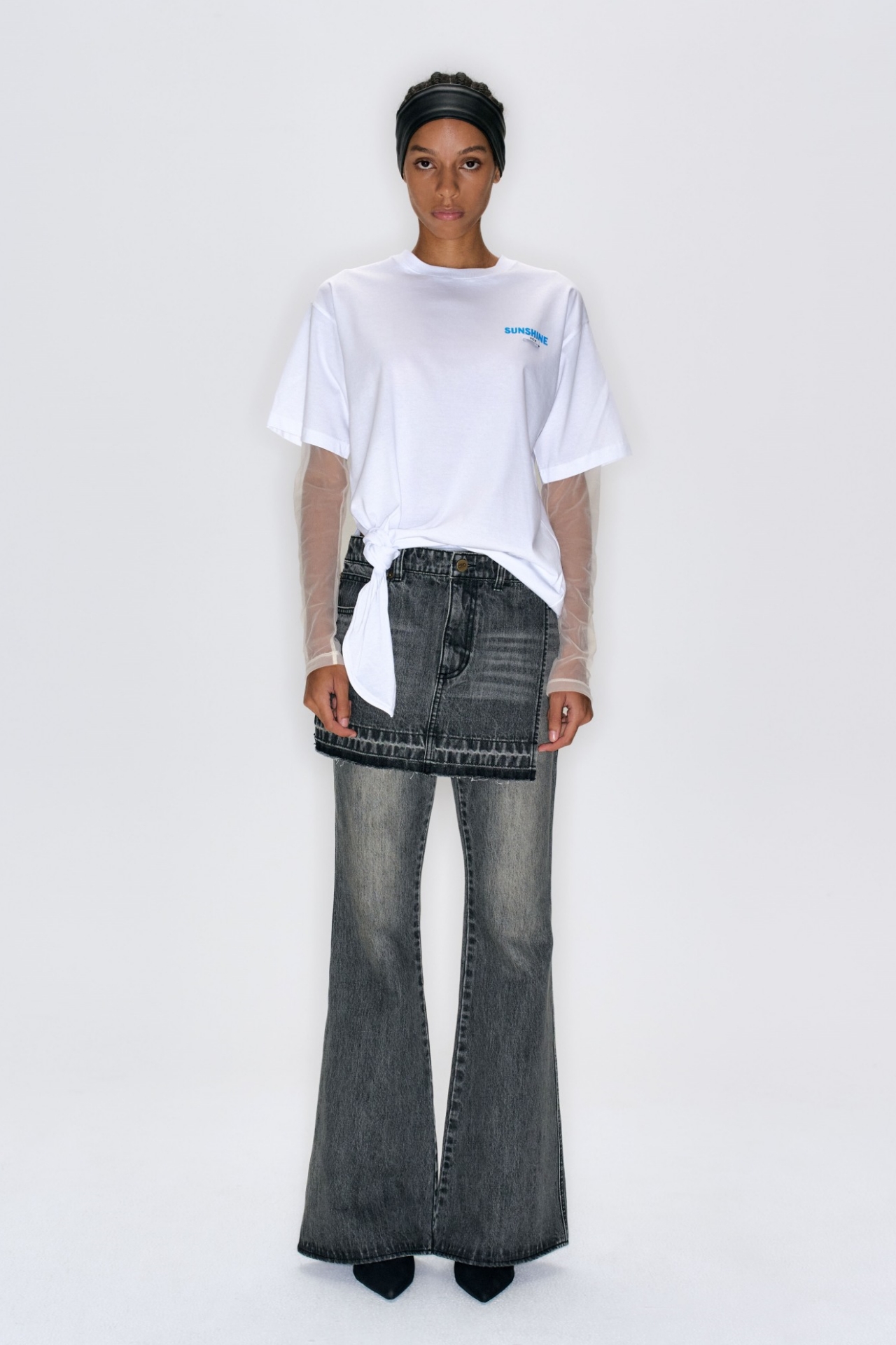DENIM SKIRT LAYERED JEANS BLACK (S25DB8022BK)