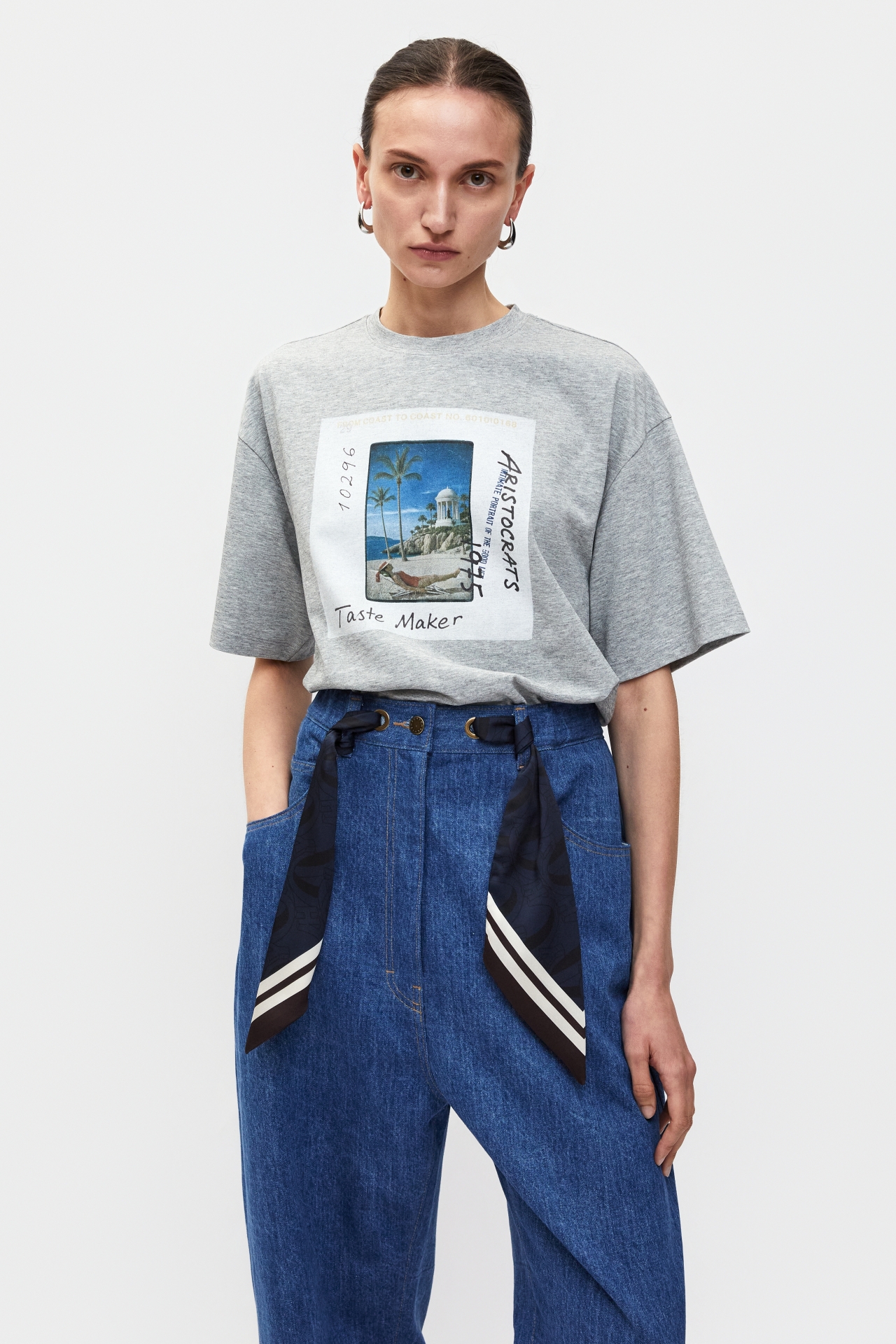 DRAWSTRING ELASTIC WAIST JEANS (S26DB8011BL)