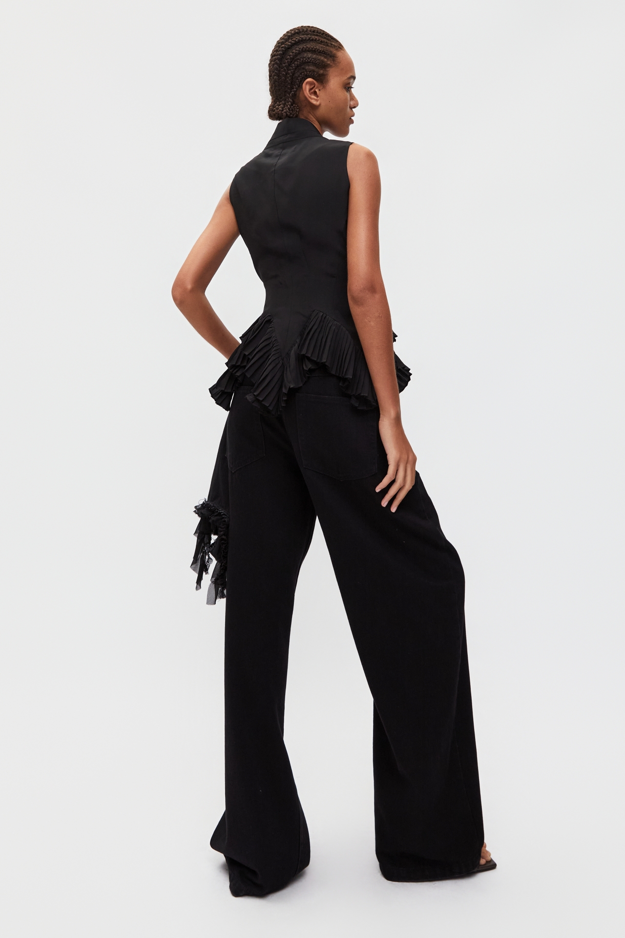 CUT-OUT LACE JEANS (S26DB8041BK)