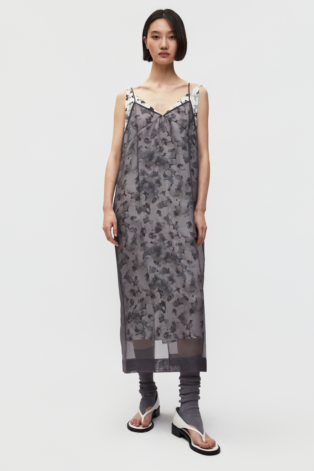 SHEER LAYERED DRESS (S26DJ7052GY)