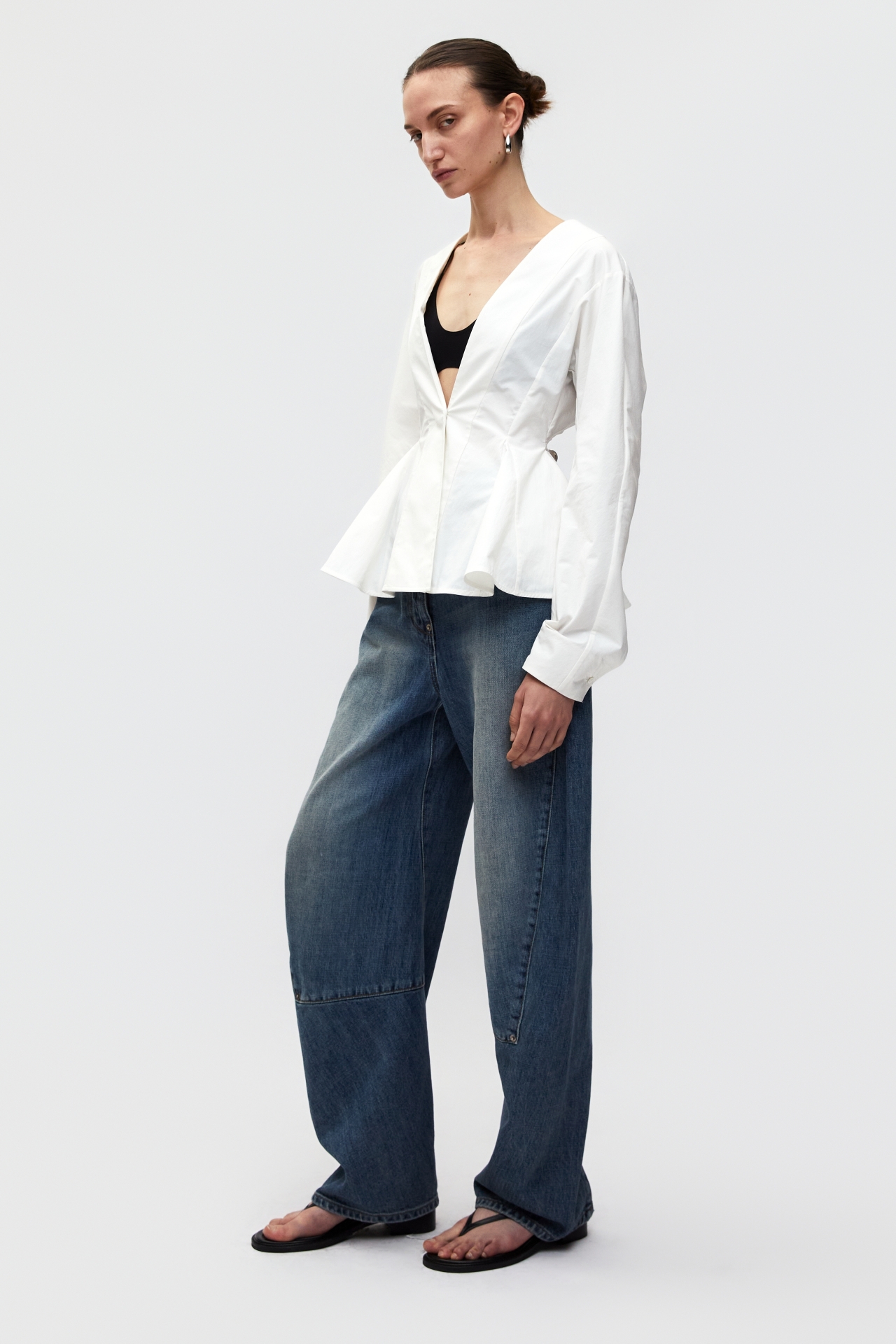 COLLARLESS CINCHED WAIST JACKET (S26JK2021WH)