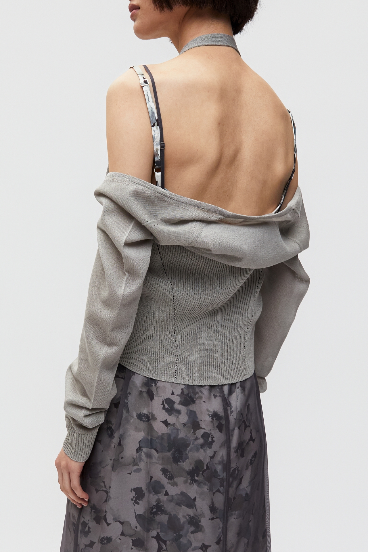 [9/30 예약배송] HALTER LAYERED KNIT TOP (S26KT9021GY)