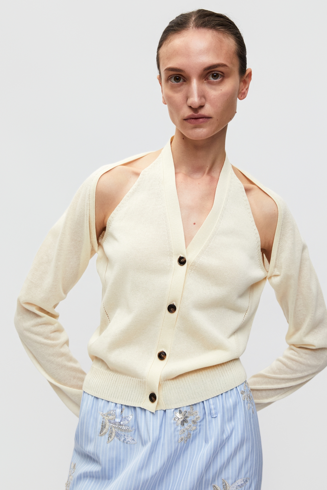 [9/30 예약배송] HALTER LAYERED KNIT TOP (S26KT9021IV)