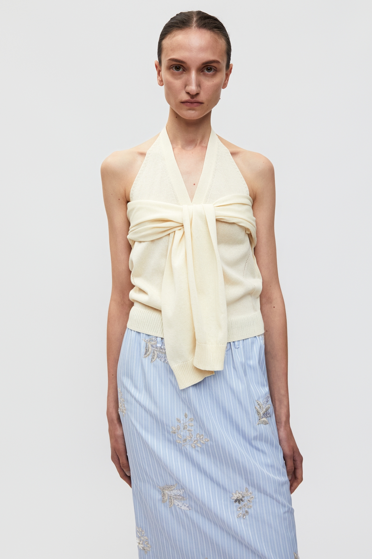 [9/30 예약배송] HALTER LAYERED KNIT TOP (S26KT9021IV)