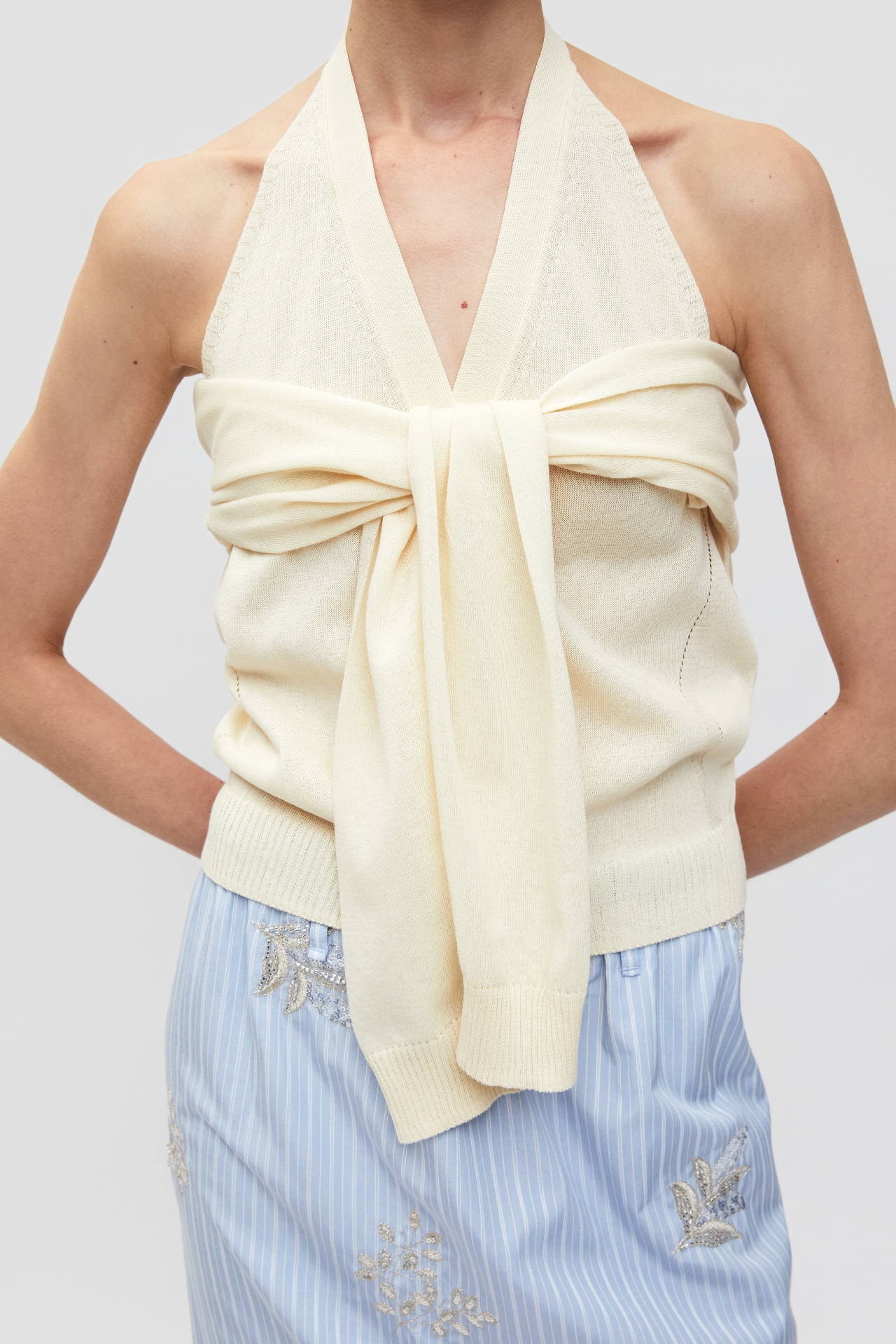[9/30 예약배송] HALTER LAYERED KNIT TOP (S26KT9021IV)
