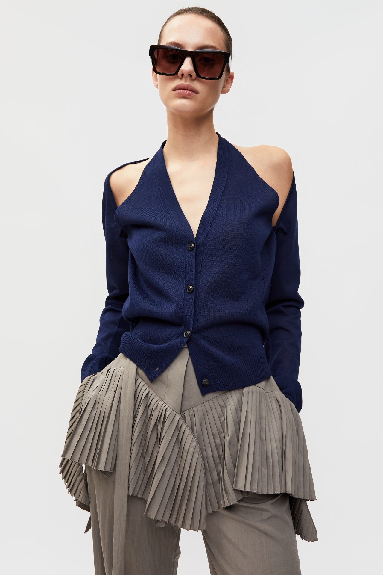 HALTER LAYERED KNIT TOP (S26KT9021NV)