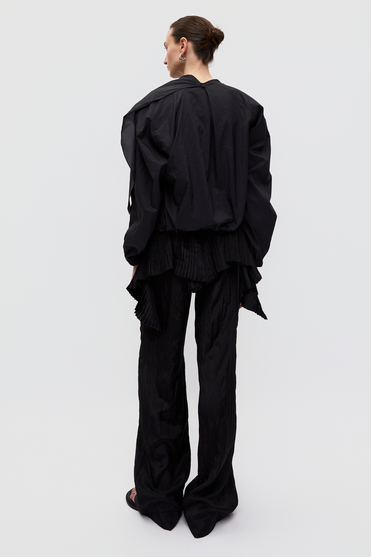 ASYMMETRICAL HEM FAUX TWO-PIECE PANTS (S26PT5061BK)