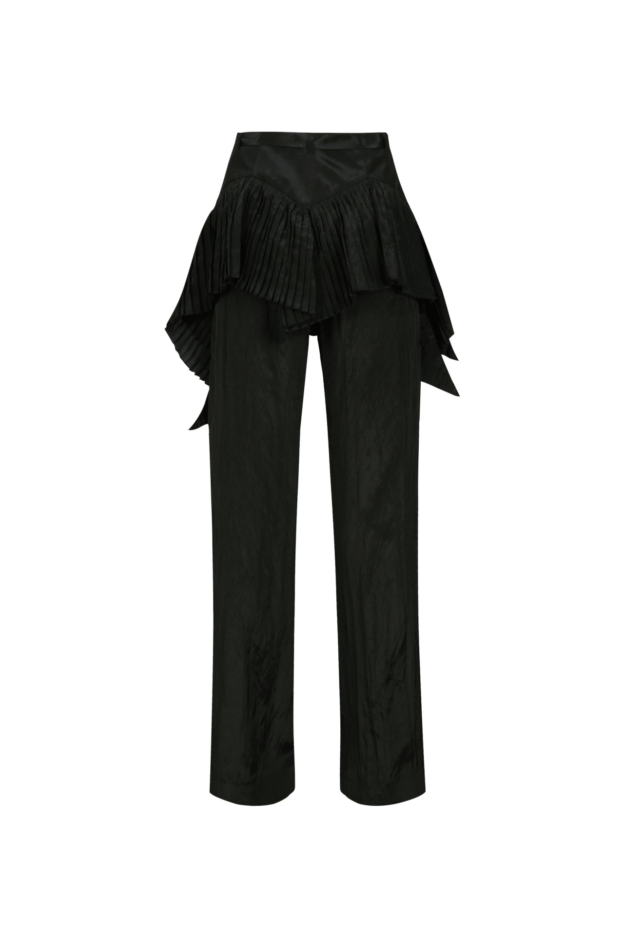 ASYMMETRICAL HEM FAUX TWO-PIECE PANTS (S26PT5061BK)