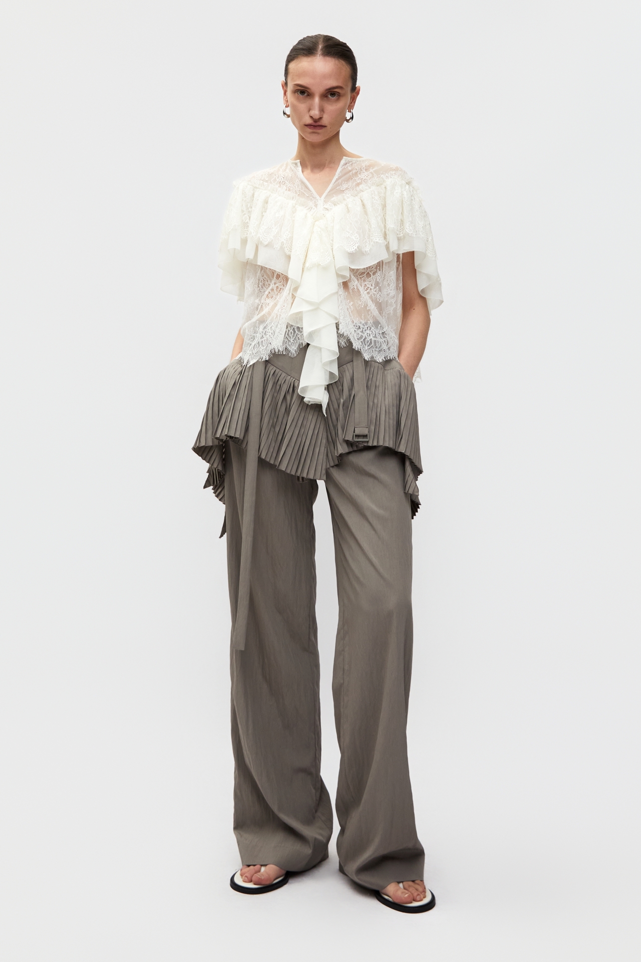 ASYMMETRICAL HEM FAUX TWO-PIECE PANTS (S26PT5063KK)