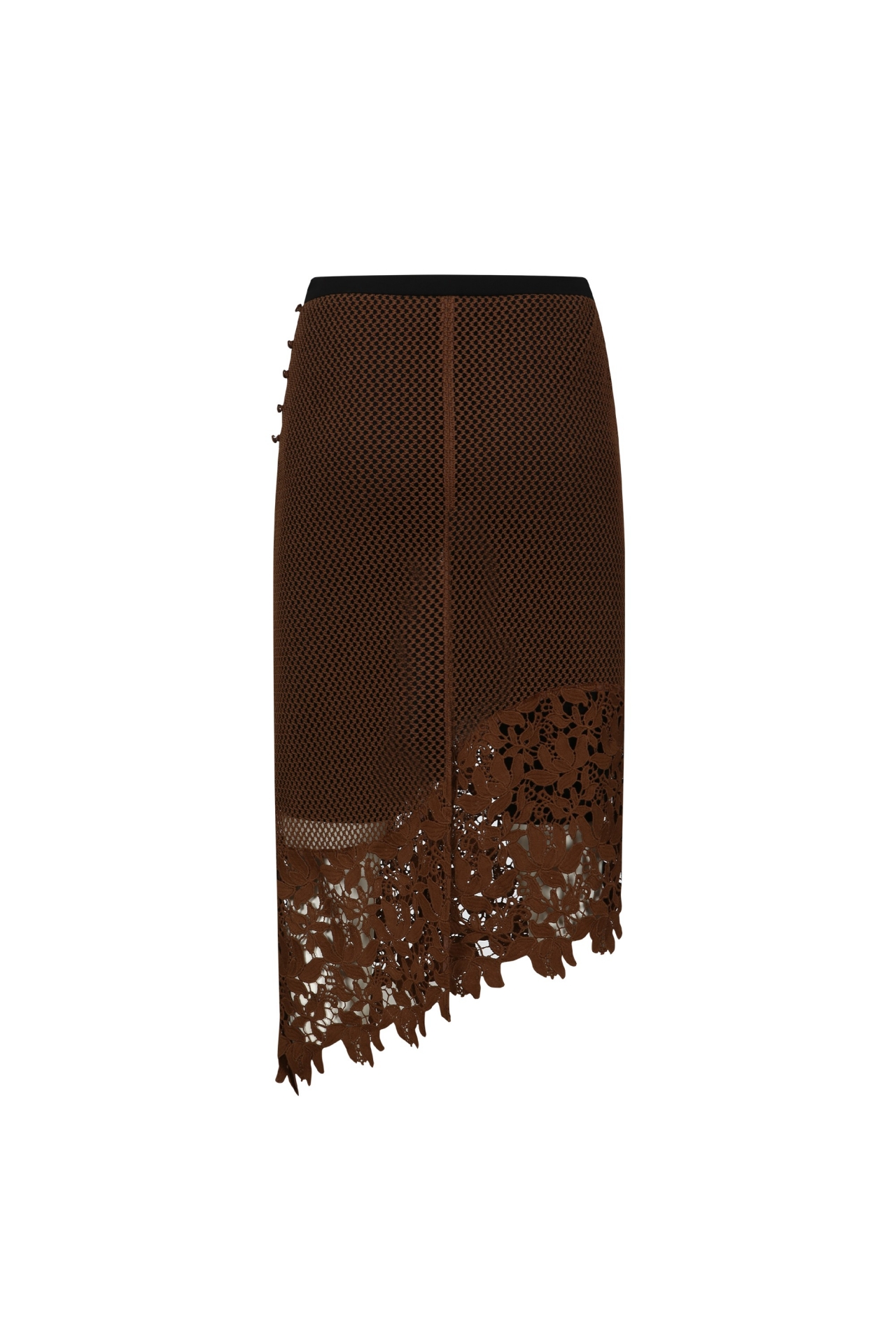 ASYMMETRIC LACE LAYERED SKIRT (S26SK6031BR)