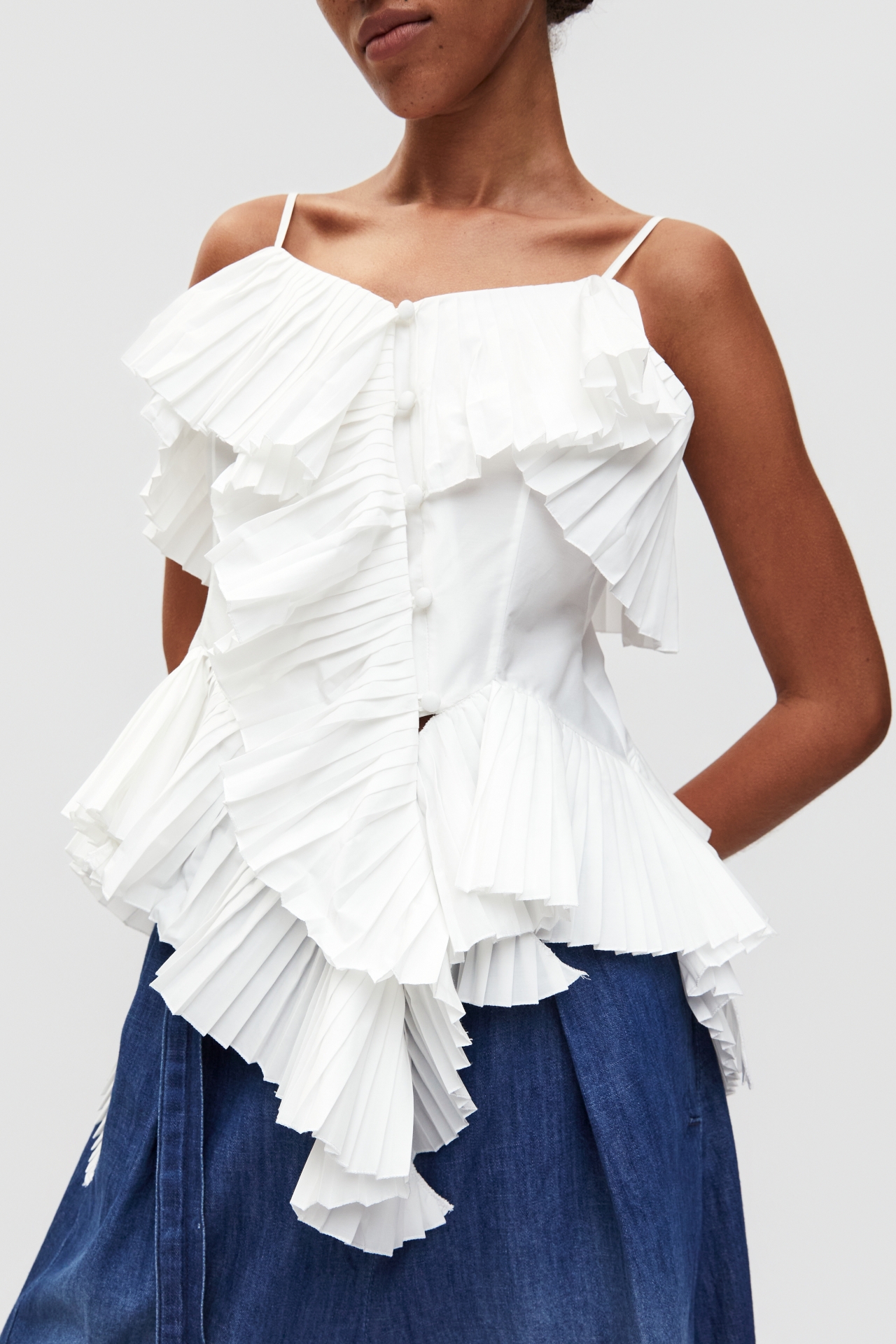 ASYMMETRIC PLEATED TOP (S26TO10062WH)