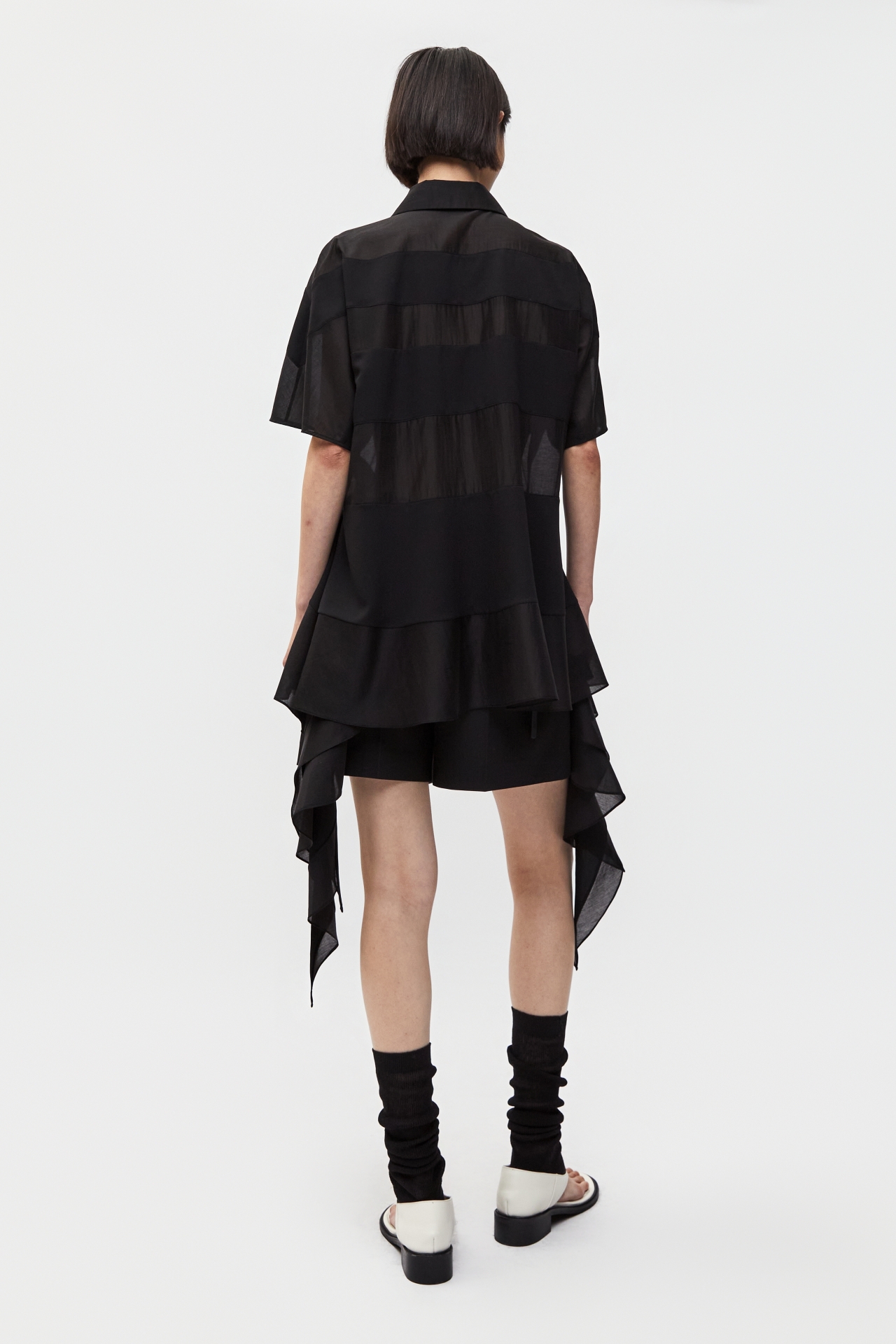 DRAPED HEM TOP (S26TO10071BK)