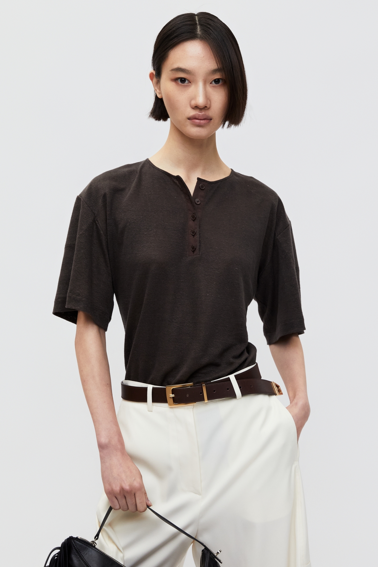 BUTTON DETAIL T-SHIRT (S26TS11131BR)