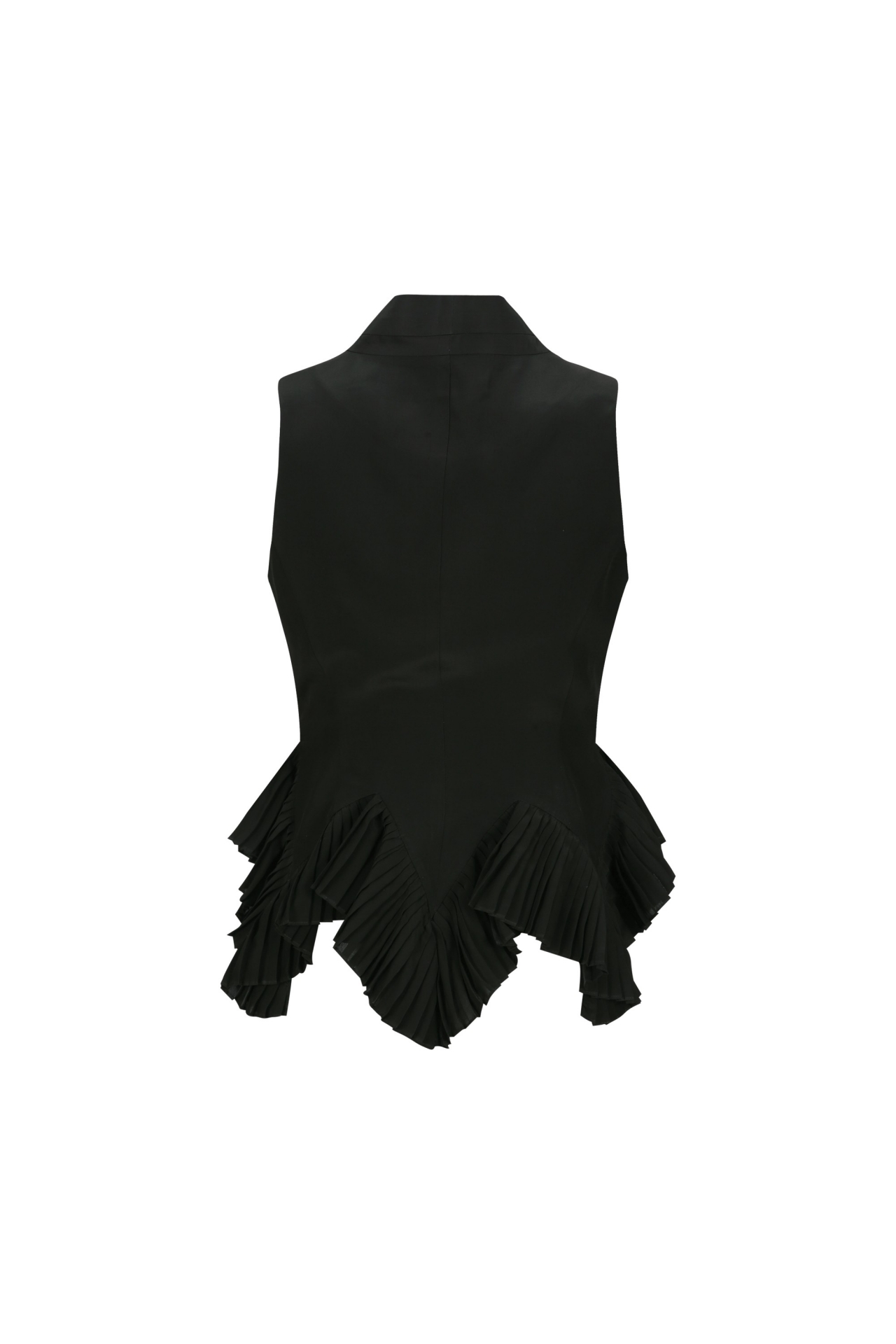 PLEATED ASYMMETRICAL-HEM VEST (S26VT3011BK)