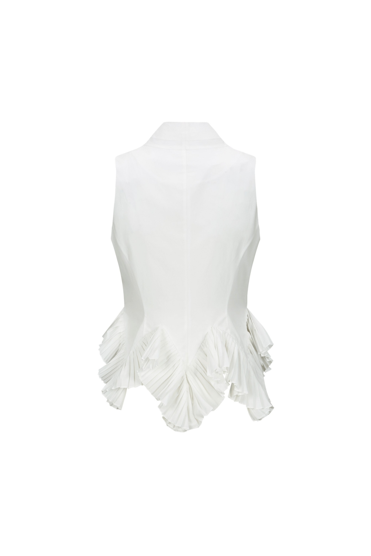PLEATED ASYMMETRICAL-HEM VEST (S26VT3012WH)