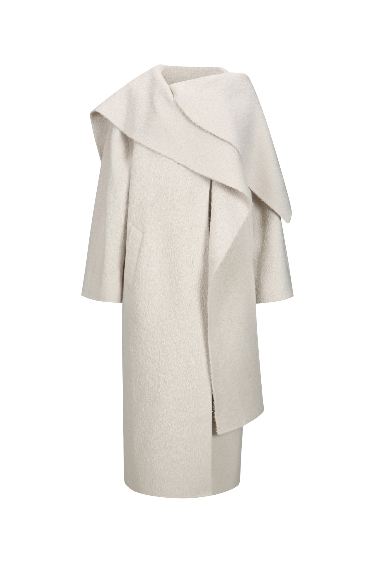 HANDMADE MUFFLER LAYERED COAT PALE BEIGE (W24CT1011PE)