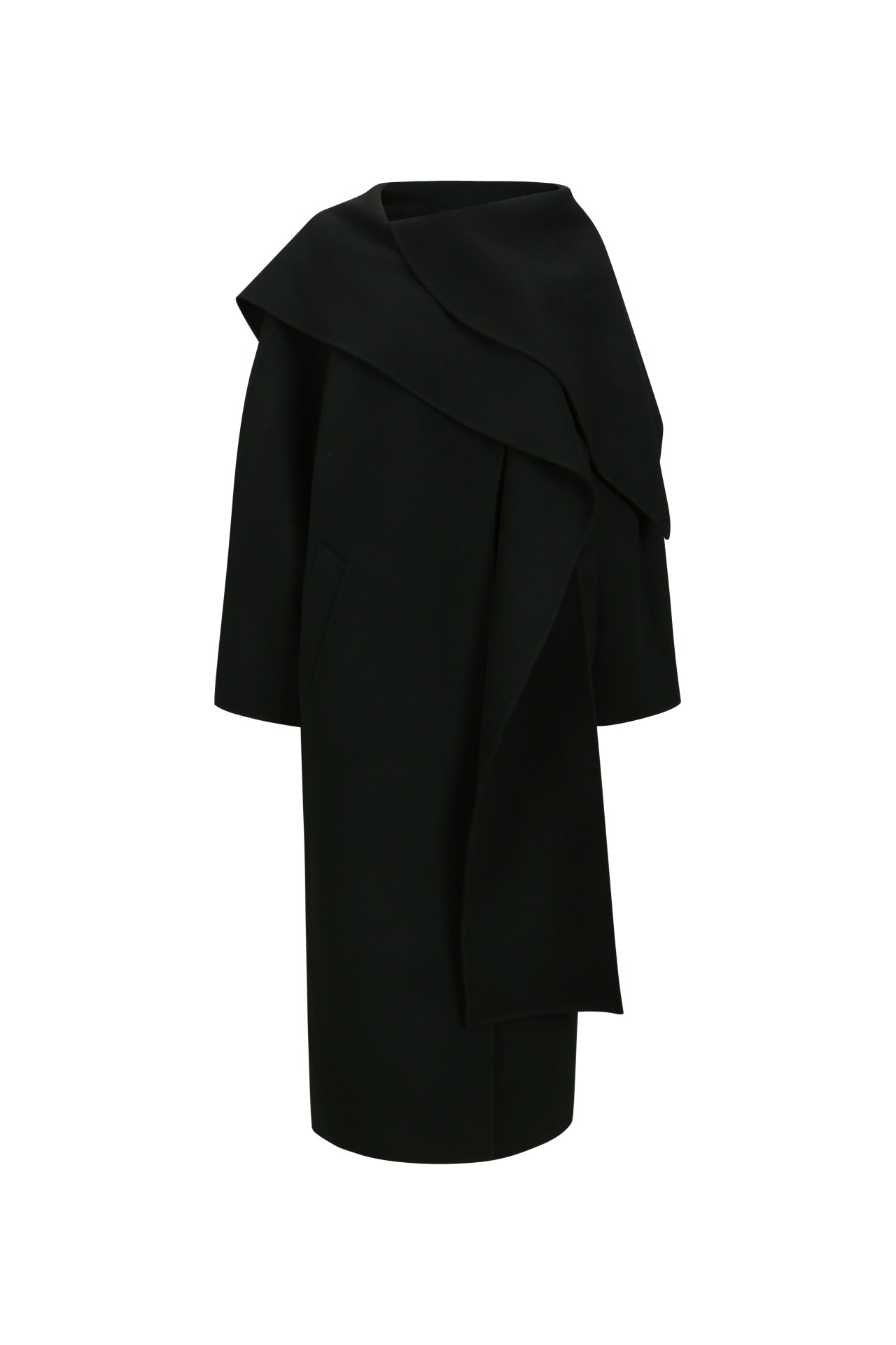 HANDMADE MUFFLER LAYERED COAT BLACK (W24CT1012BK)