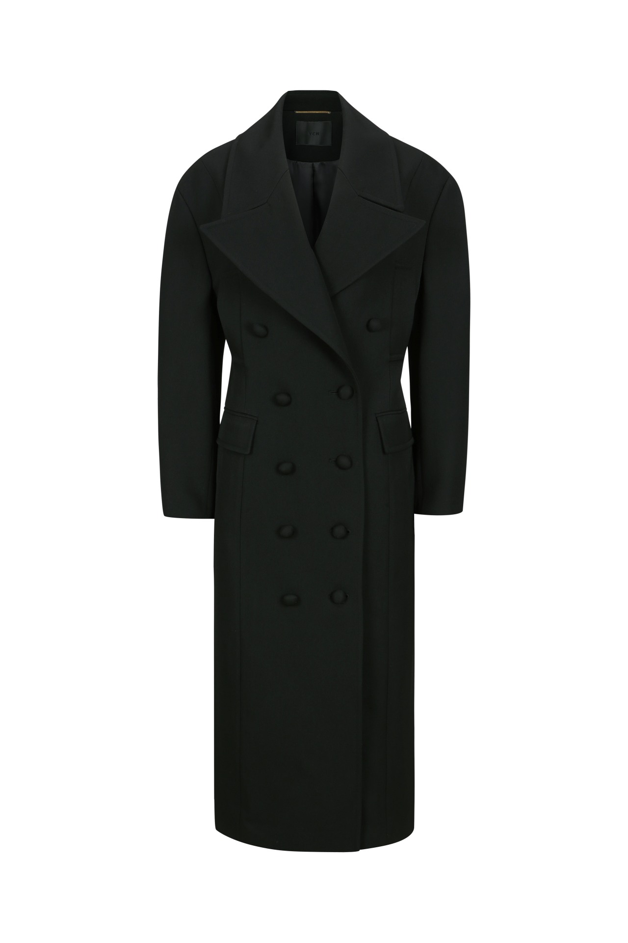DOUBLE-BREASTED LONG COAT BLACK (W24CT1051BK)