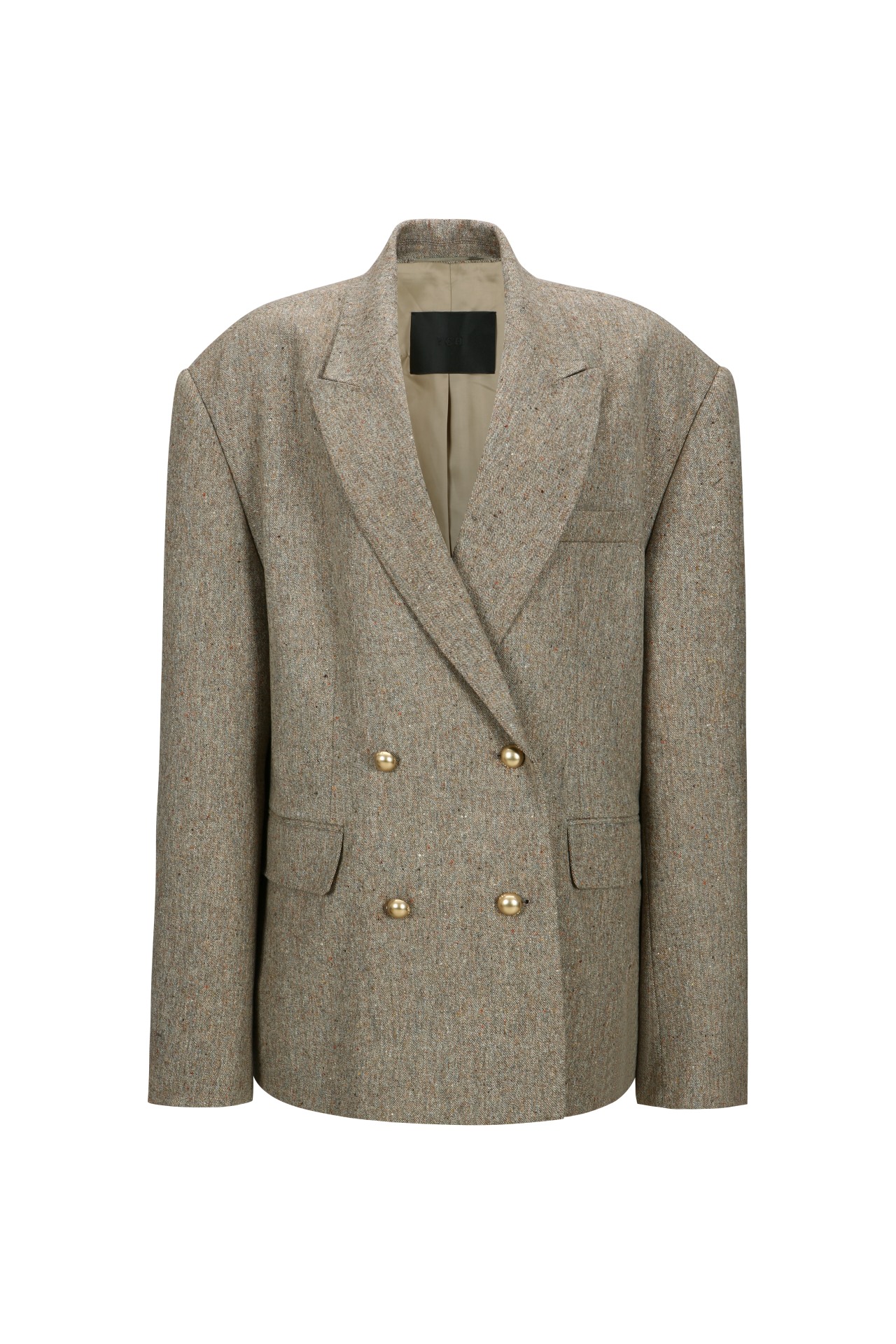 GOLD BOTTON-DETAIL OVERSIZE JACKET BROWN (W24JK2011BR)