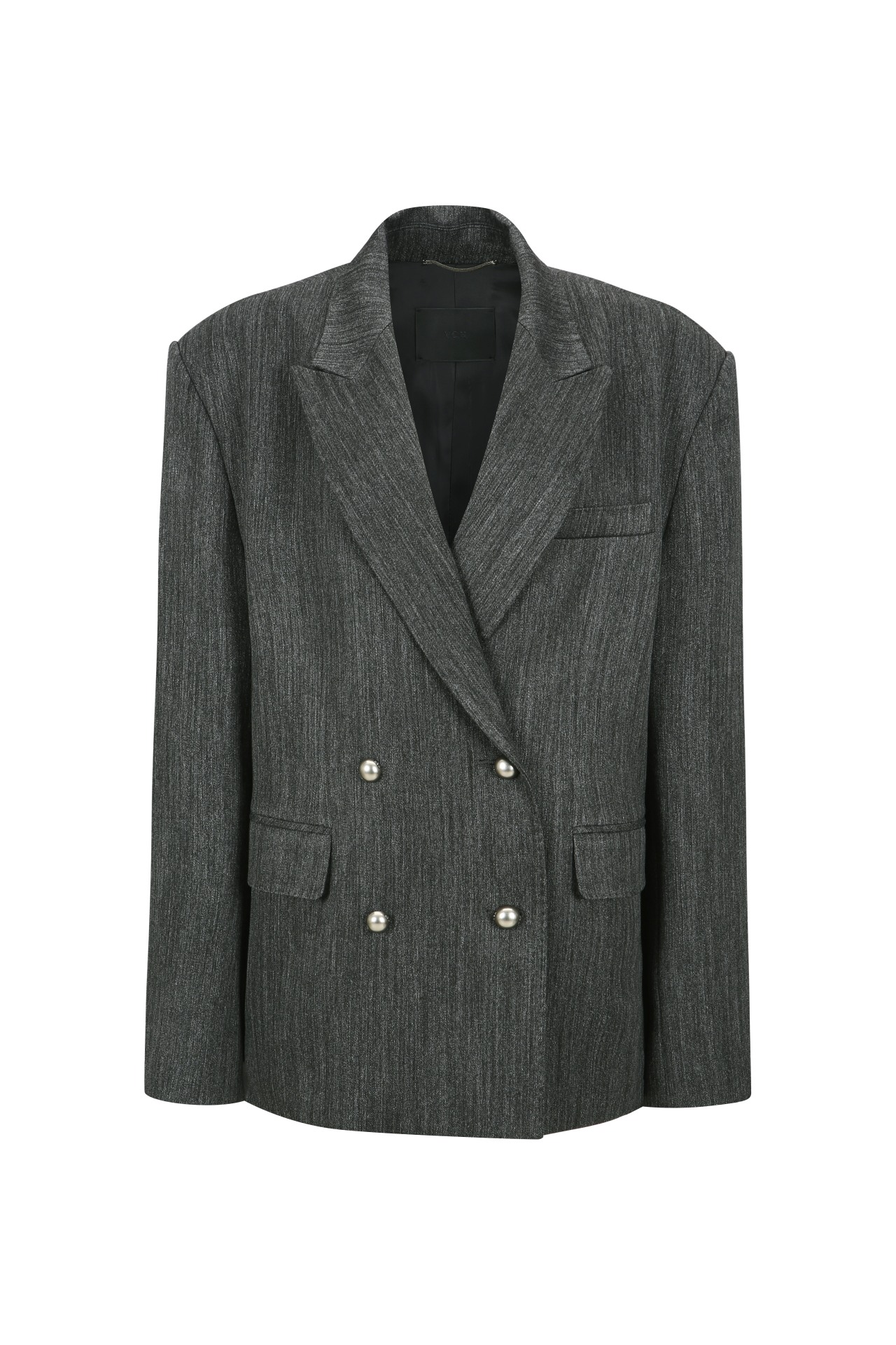 SILVER BOTTON-DETAIL OVERSIZE JACKET GREY (W24JK2012GY)