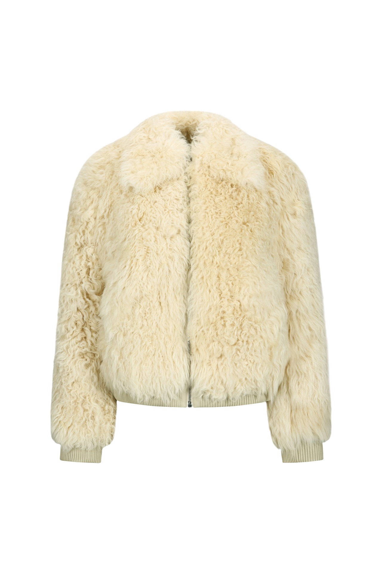 LEATHER-TRIM SHEARLING JACKET YELLOW (W24OT0021YL)