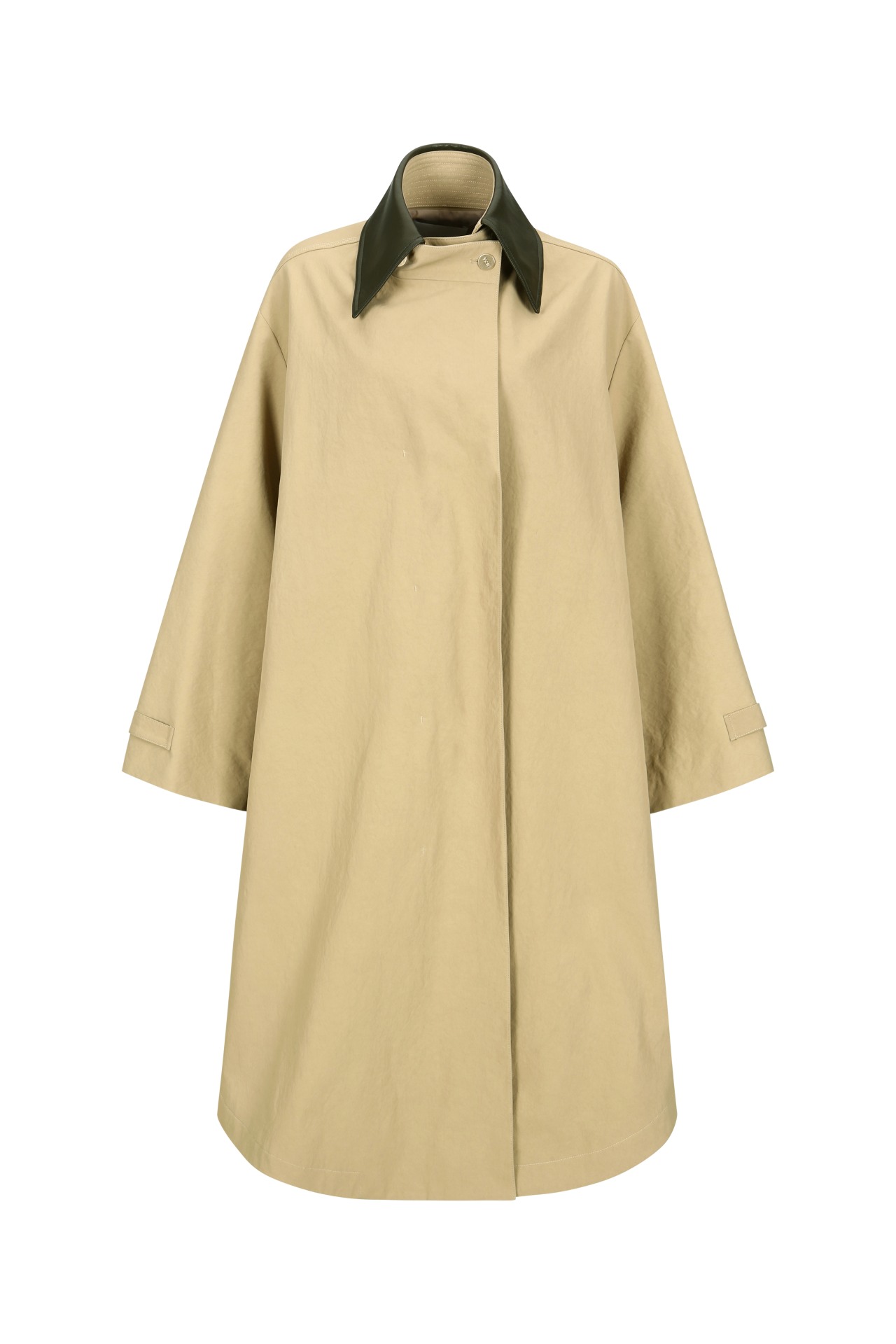 LEATHER NECK DETAIL COAT BEIGE (W24OT0121BE)