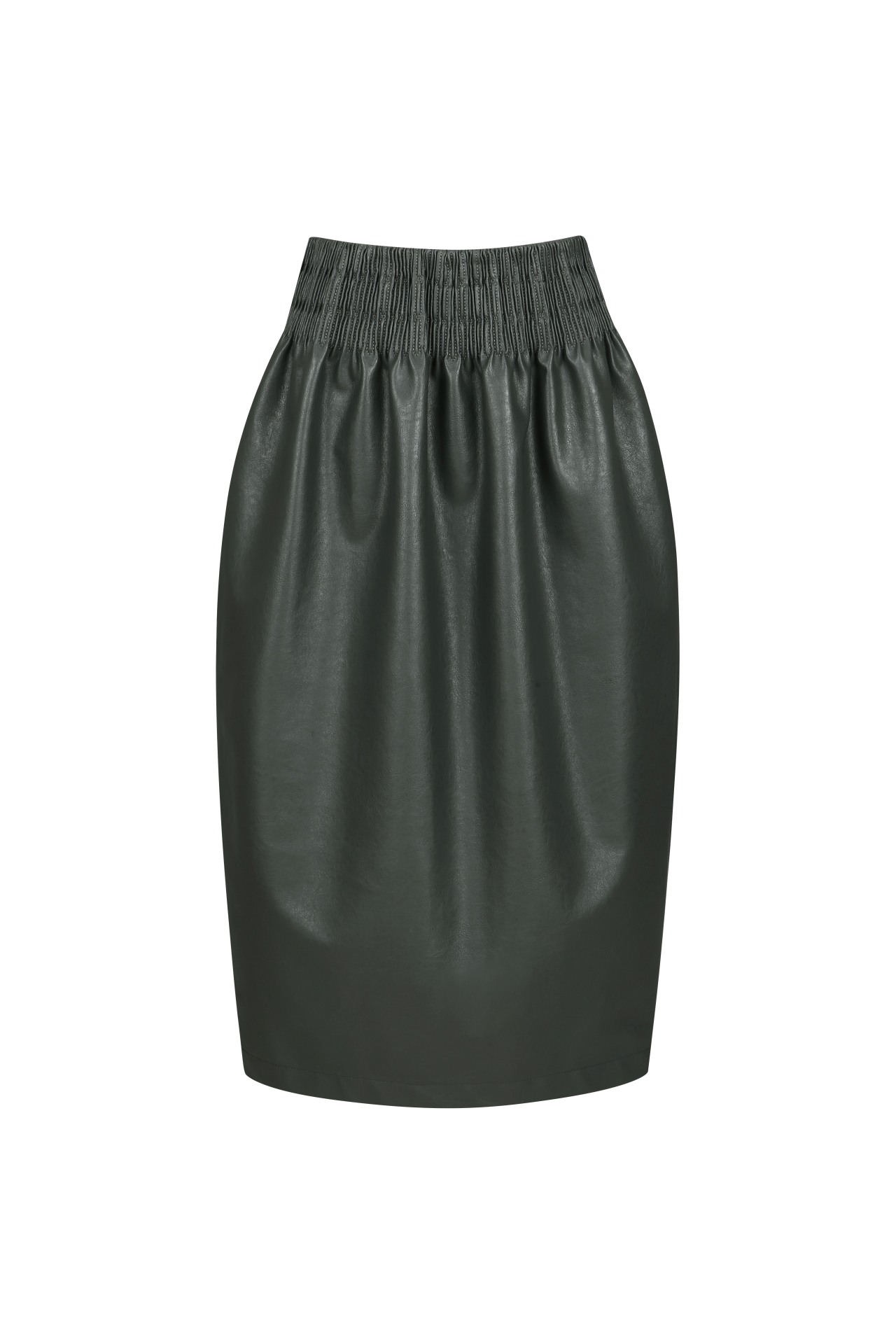 WAISTBAND FAUX LEATHER SKIRT GREY (W24SK6041GY)