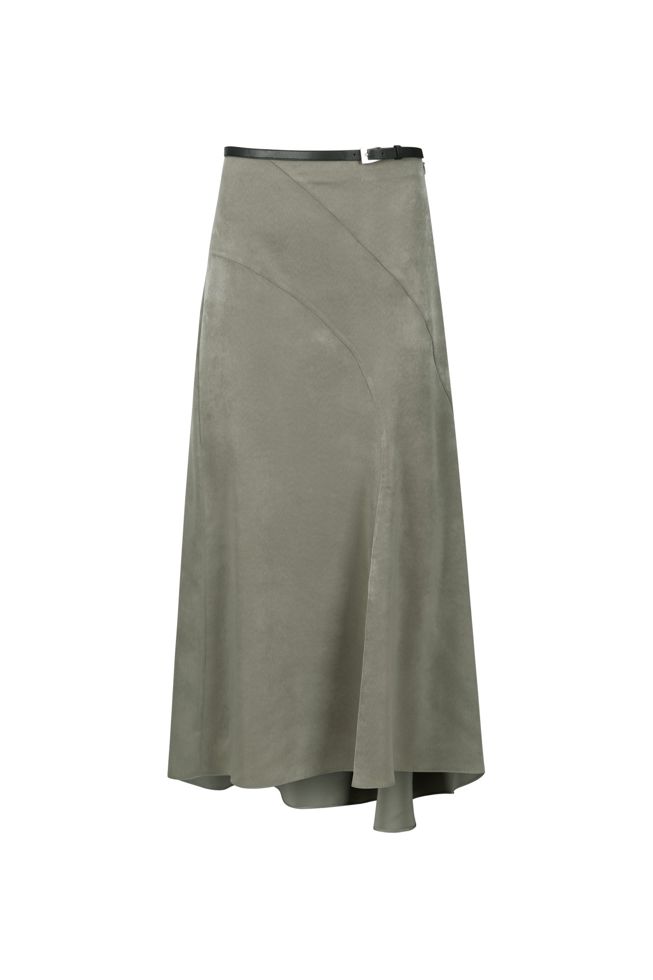 SLIT DETAIL BELTED FLAIR SKIRT KHAKI (W24SK6061KK)