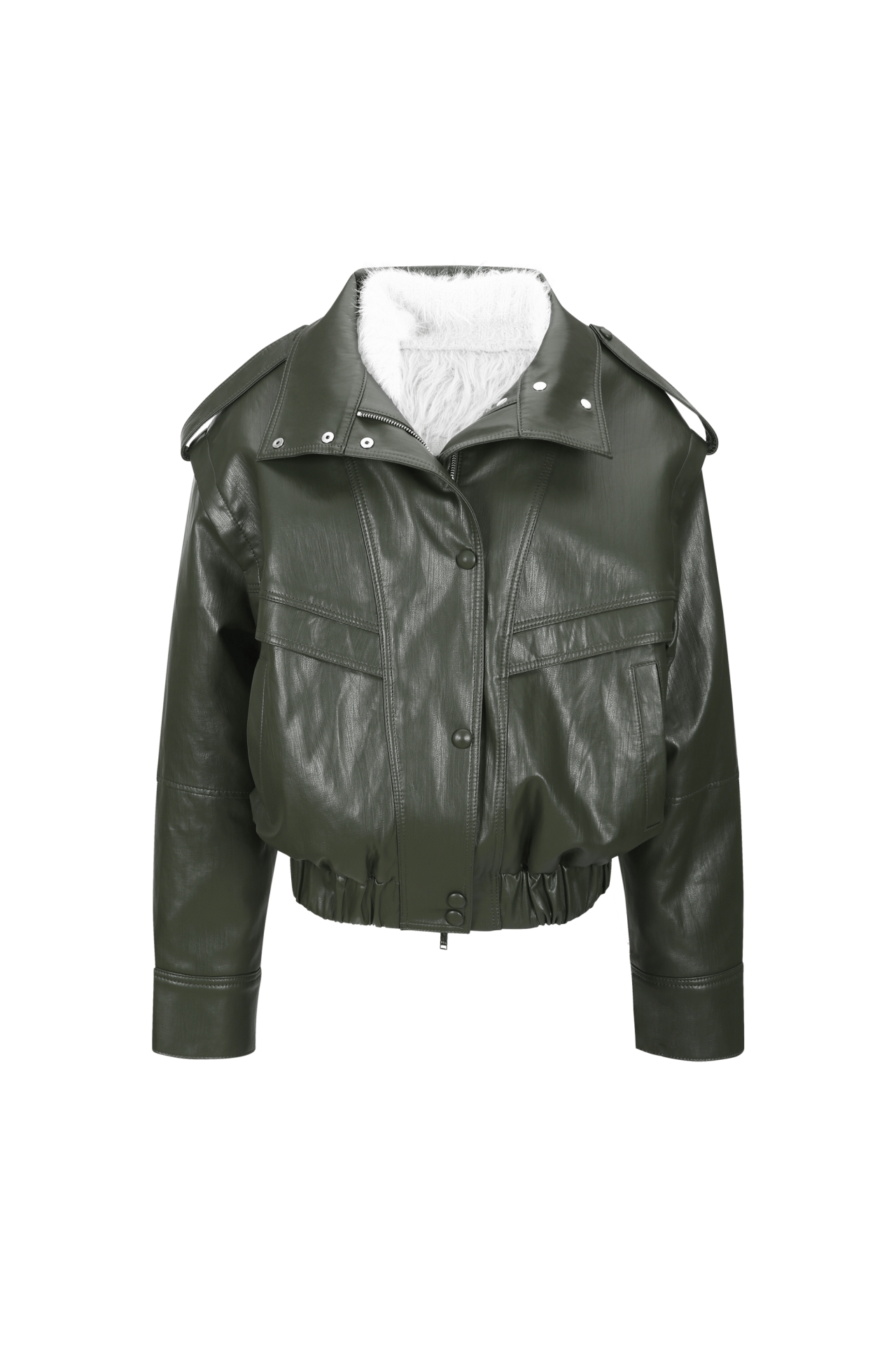 DETACHABLE FUR FAUX LEATHER JACKET (W25OT0096KK)