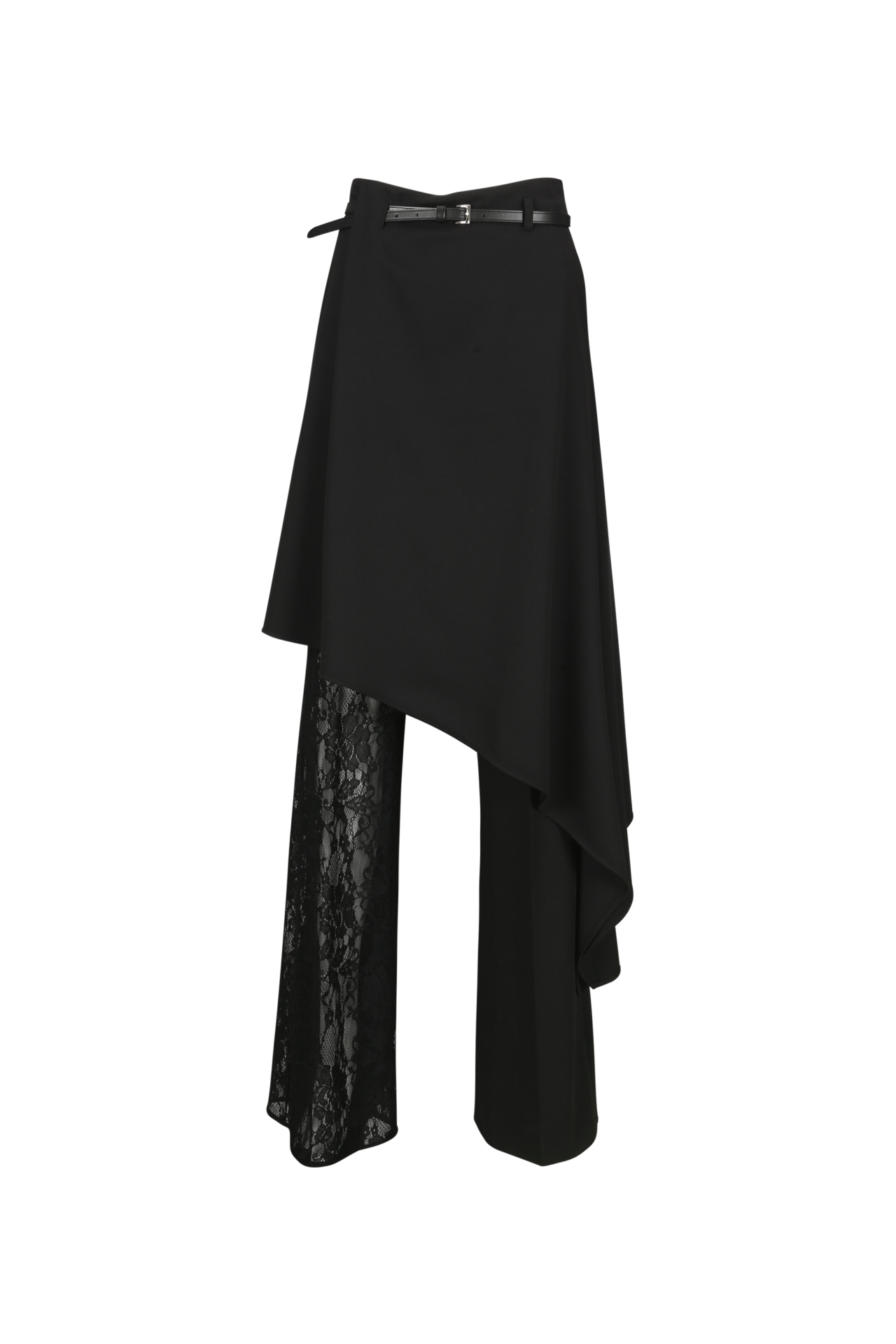 BELTED ASYMMETRICAL SKIRT PANTS (W25PT5081BK)