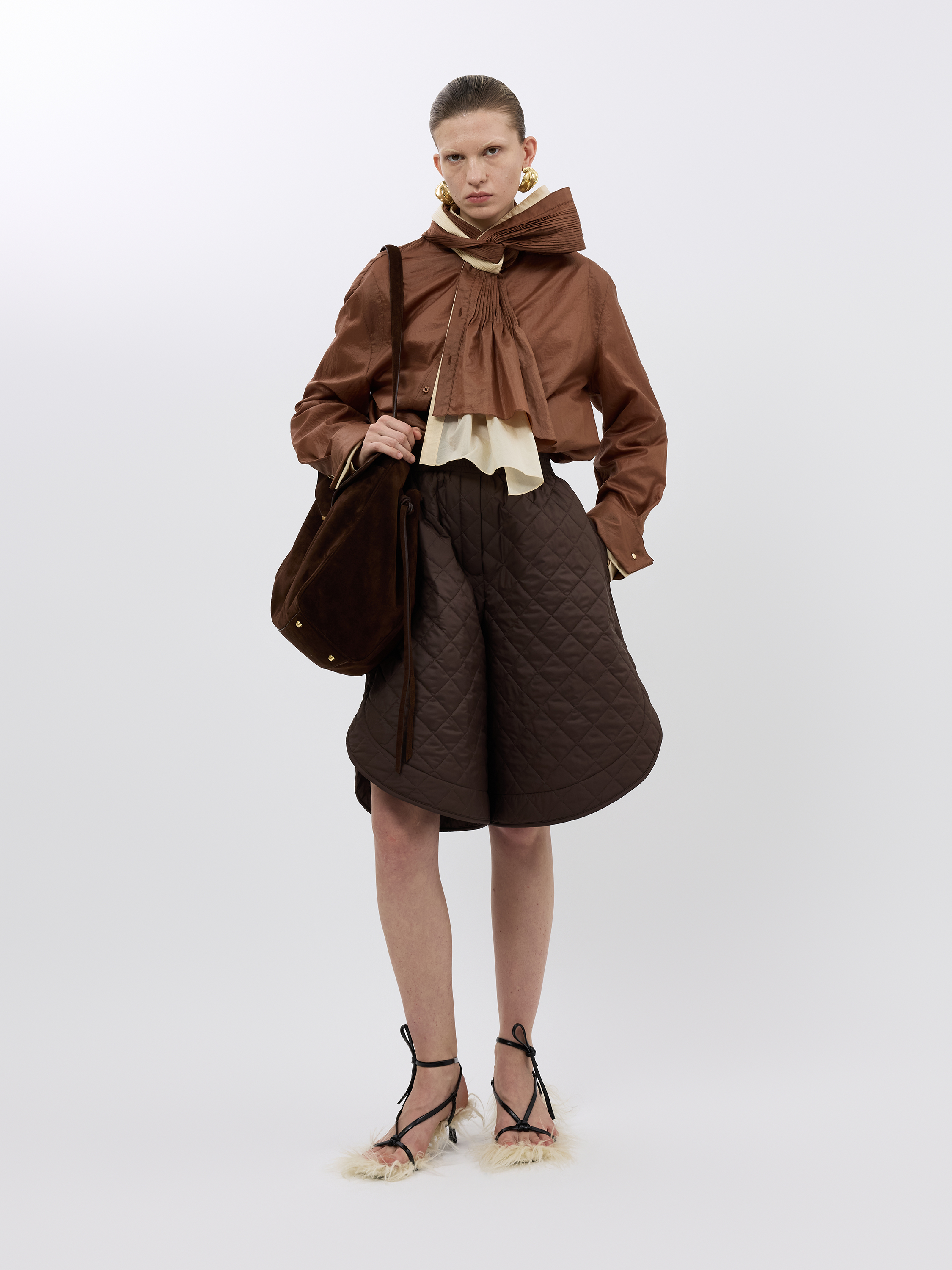 SUEDE SLOUCHY MAXI SHOULDER BAG (W26AC12131BR)